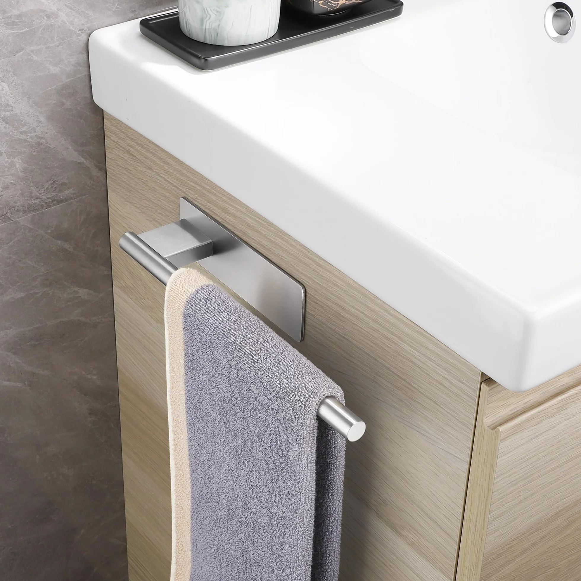 Porta Asciugamani Bagno Adesivo Acciaio Inossidabile 304 28CM Argento