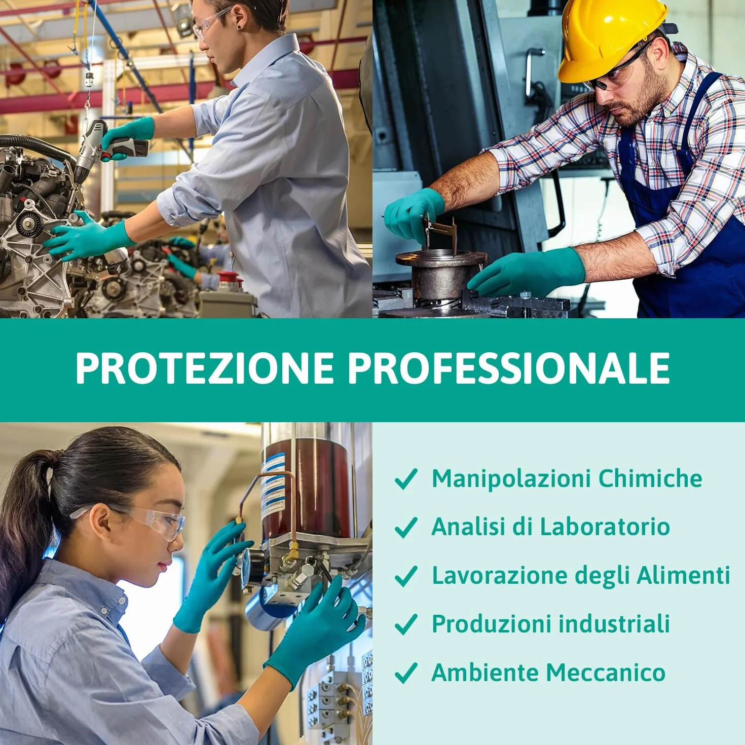 Ansell TouchNTuff 92-600 Guanti Monouso in Nitrile, Senza Polvere, Alta Resistenza Chimica, Verde, Taglia L (100 Pezzi)