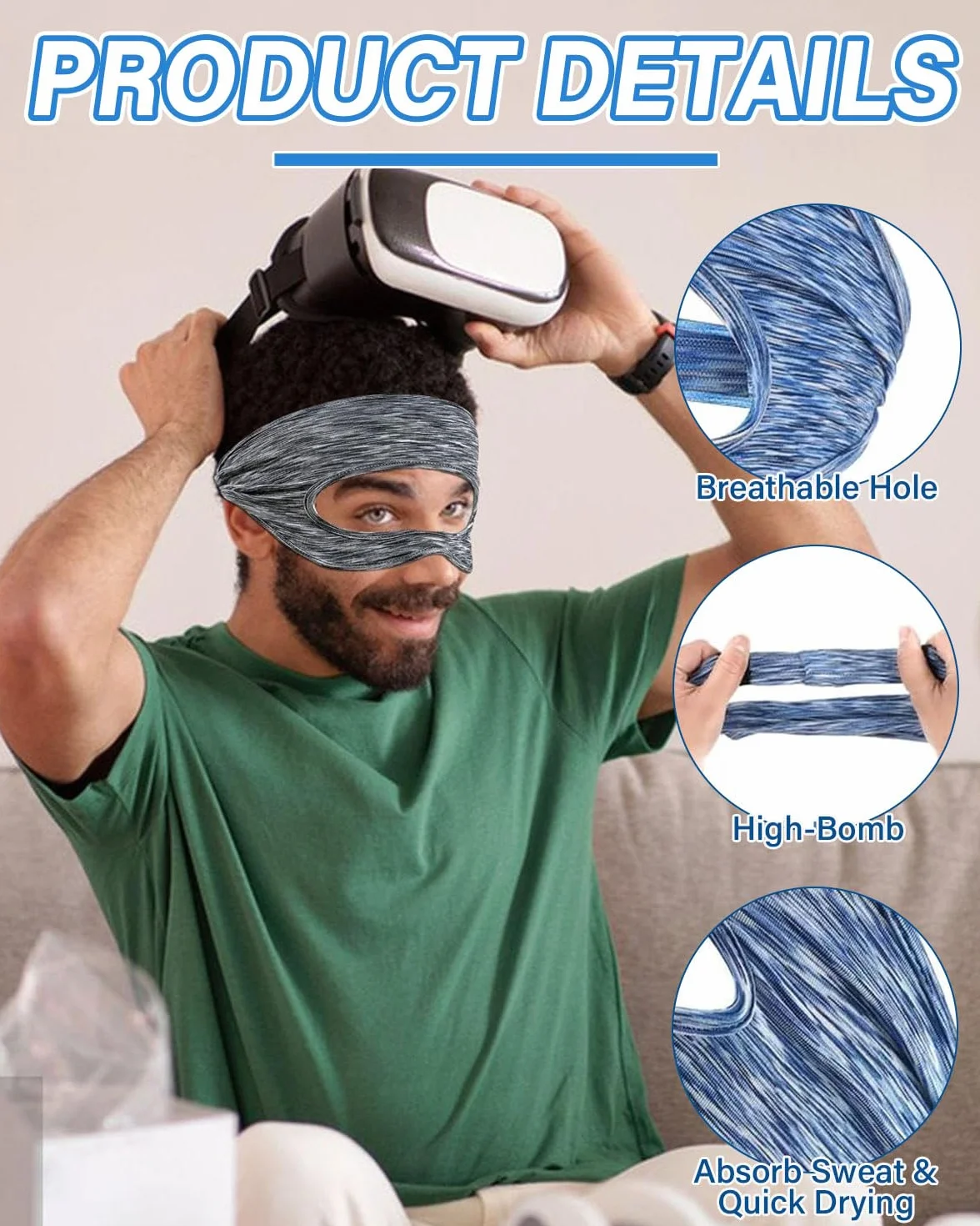 2 Pcs Maschera per gli occhi da gioco,VR Eye Mask Cover Sweat Bandi per M Quest 3/Quest 3S,VR Traspirante Maschera,Lavabile VR mascher,per PS VR2/M Quest Pro/M Quest 2