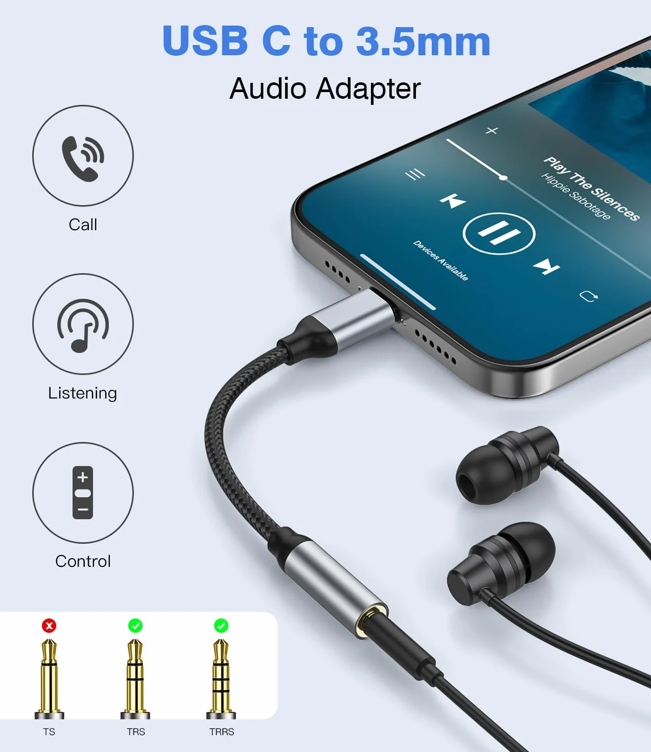 YLLZI Adattatore USB C a Jack 3.5 mm, Adattatore USB C per iPhone 17 16 15 Pro Max, tipo C a audio Aux per Samsung Galaxy S24 S23 Ultra Note 20, per Huawei P50 P40/Mate 30 20, Pixel 4/3, per Xiaomi