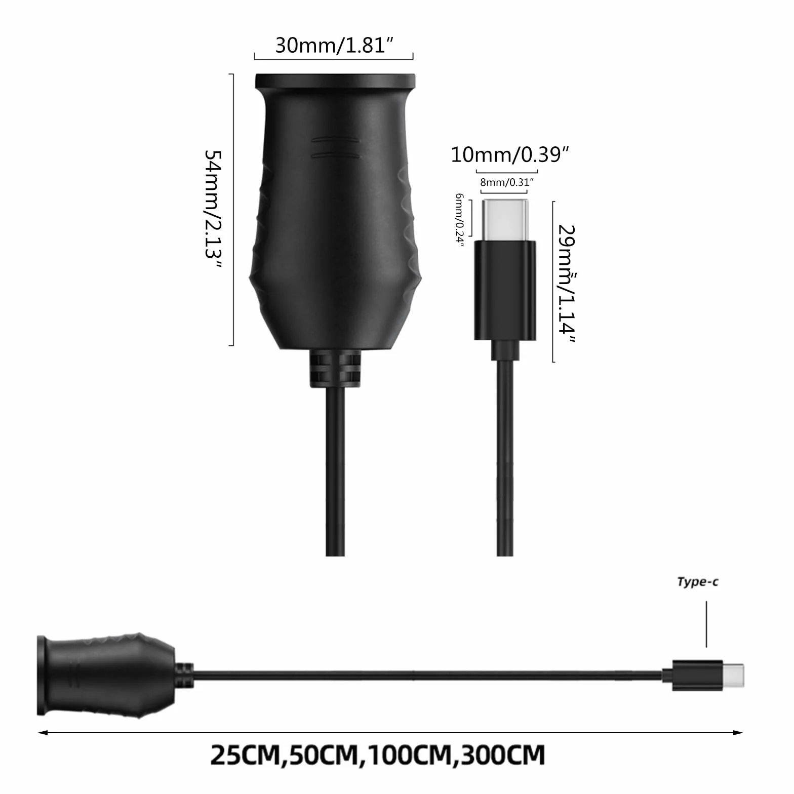 USB C Tipo C a 12 V Presa Auto Femmina Convertitore Adattatore Cavo per Accendini DVR Car Adapter Converter Caricabatterie di Ricambio