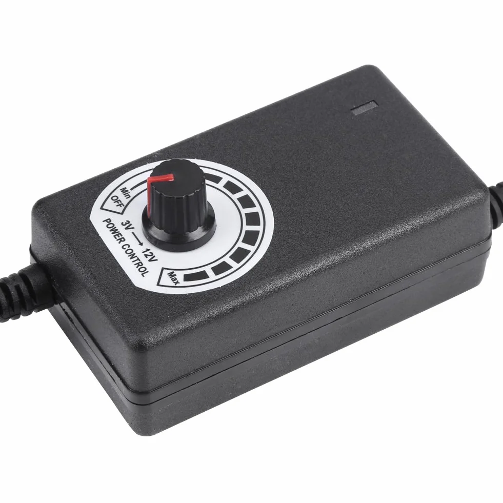 Adattatore AC a DC 3-12 V 2A Regolatore di Velocità Motore Alimentatore Regolabile con Spina Americana