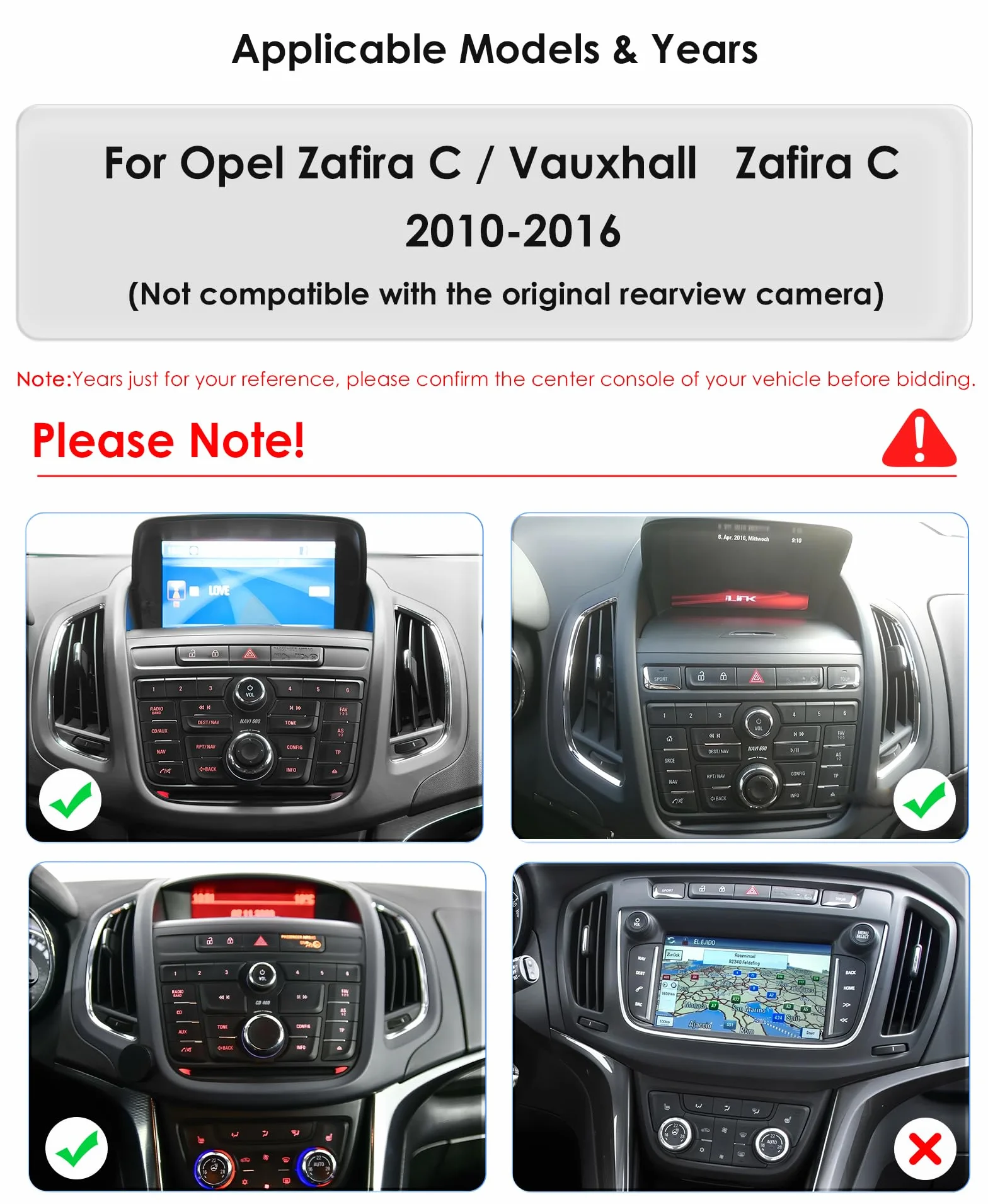 Android 14 Autoradio 9.7 pollici Touchscreen 8 core 4 GB + 32 GB per Opel Zafira C/Vauxhall Zafira C 2010-2016 WiFi Wireless Android Auto & Wireless Carplay Bluetooth WiFi 4G GPS RDS AM/FM