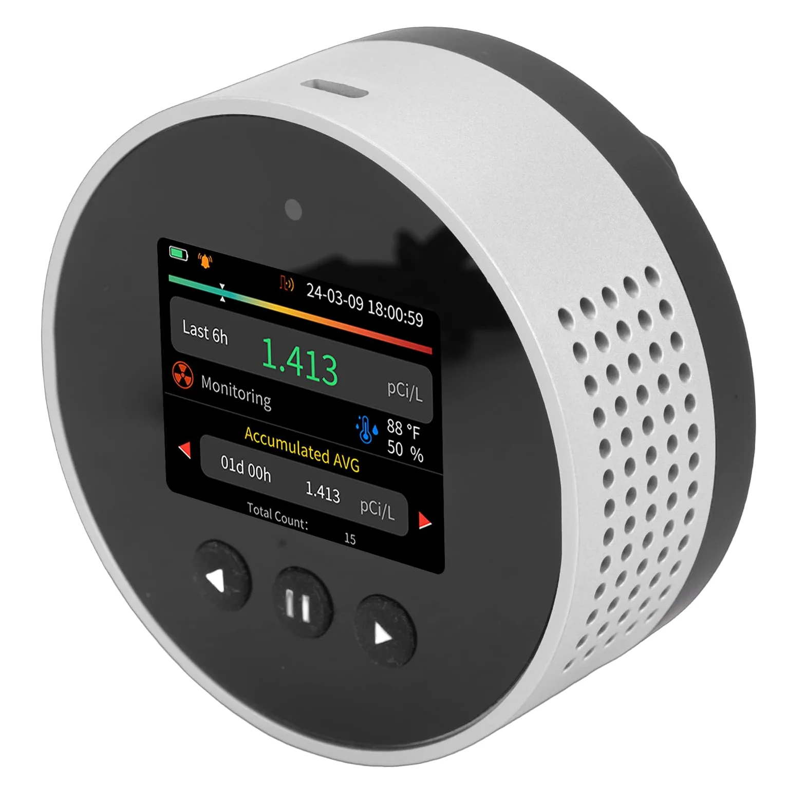 FTVOGUE Rilevatore di Radon Domestico, Rilevatore di Radon Digitale ABS con Display LCD e Campionamento di 1,5 Secondi, Letture a Lungo e Breve Termine, Batteria da 2000 MAh per Ufficio Scolastico nel