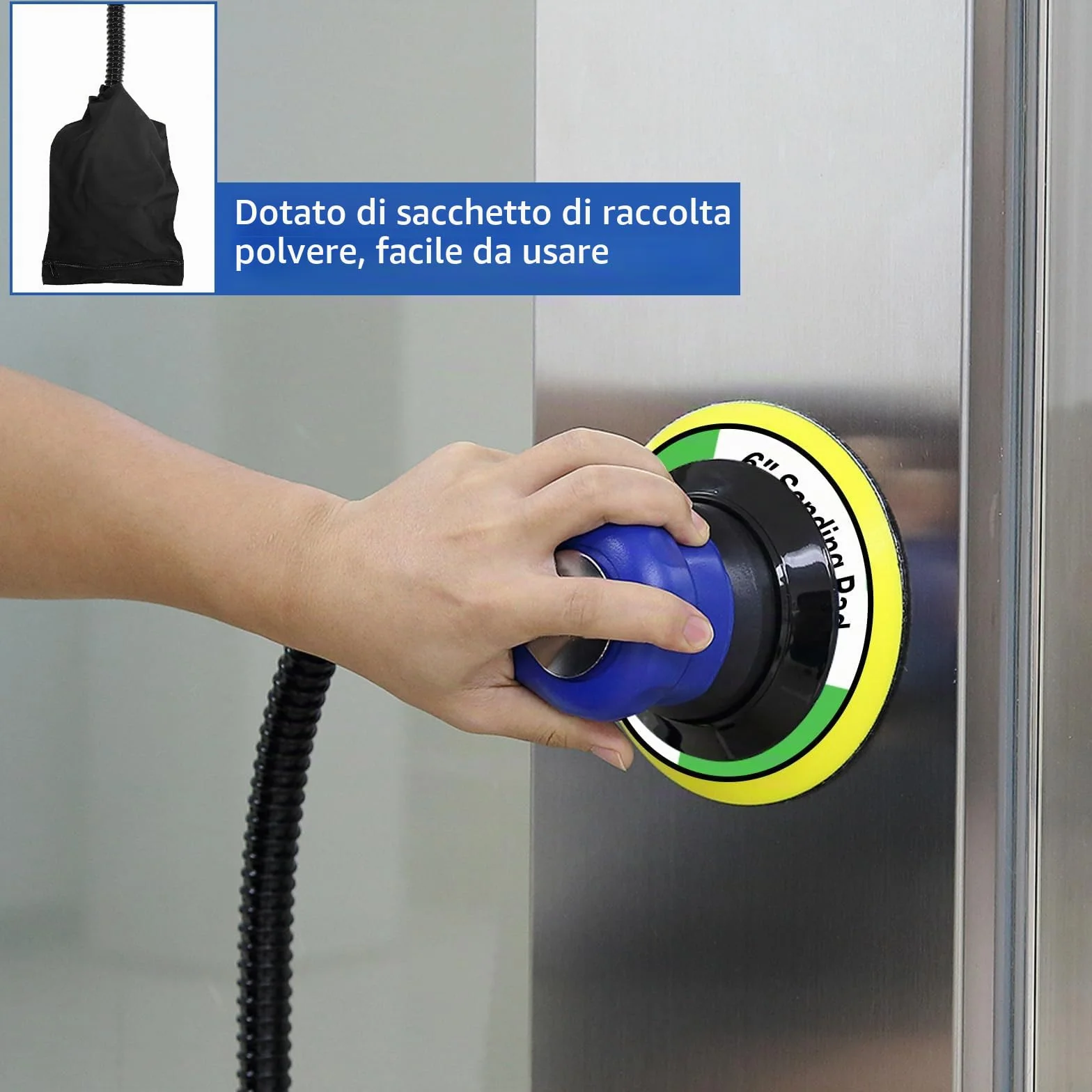 Uten Levigatrice orbitale pneumatica a doppia azione con regolazione della velocità con 7 pezzi di carta abrasiva