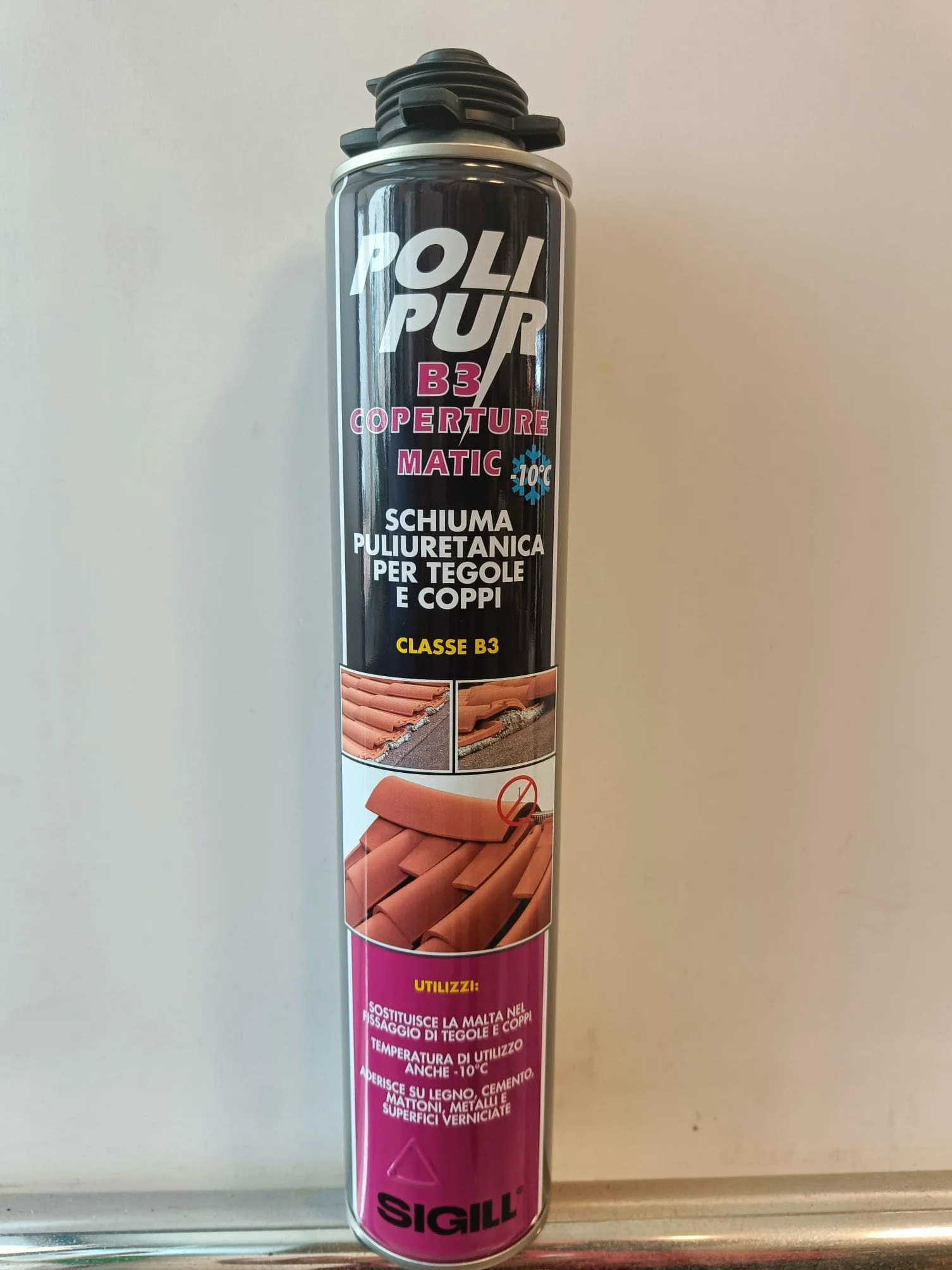 Schiuma Poliuretanica Professionale Classe B3 -10°C +35°C per Tegole e Coppi Erogazione con Pistola