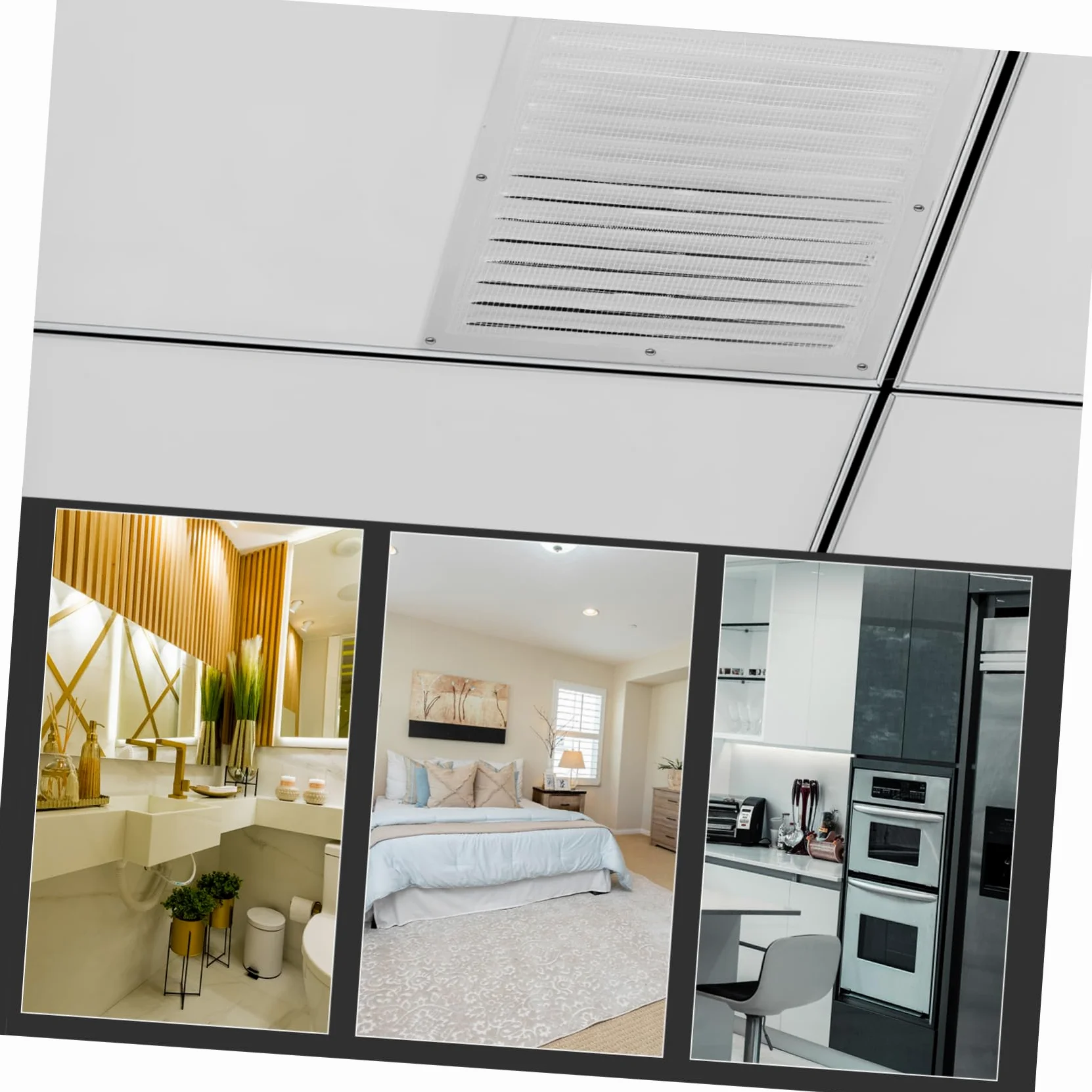 SOIMISS Elegante Griglia di Ventilazione a Soffitto - 2 Pezzi in Alluminio per Condizionatore Sfiato Aria Condizionata Centralizzato