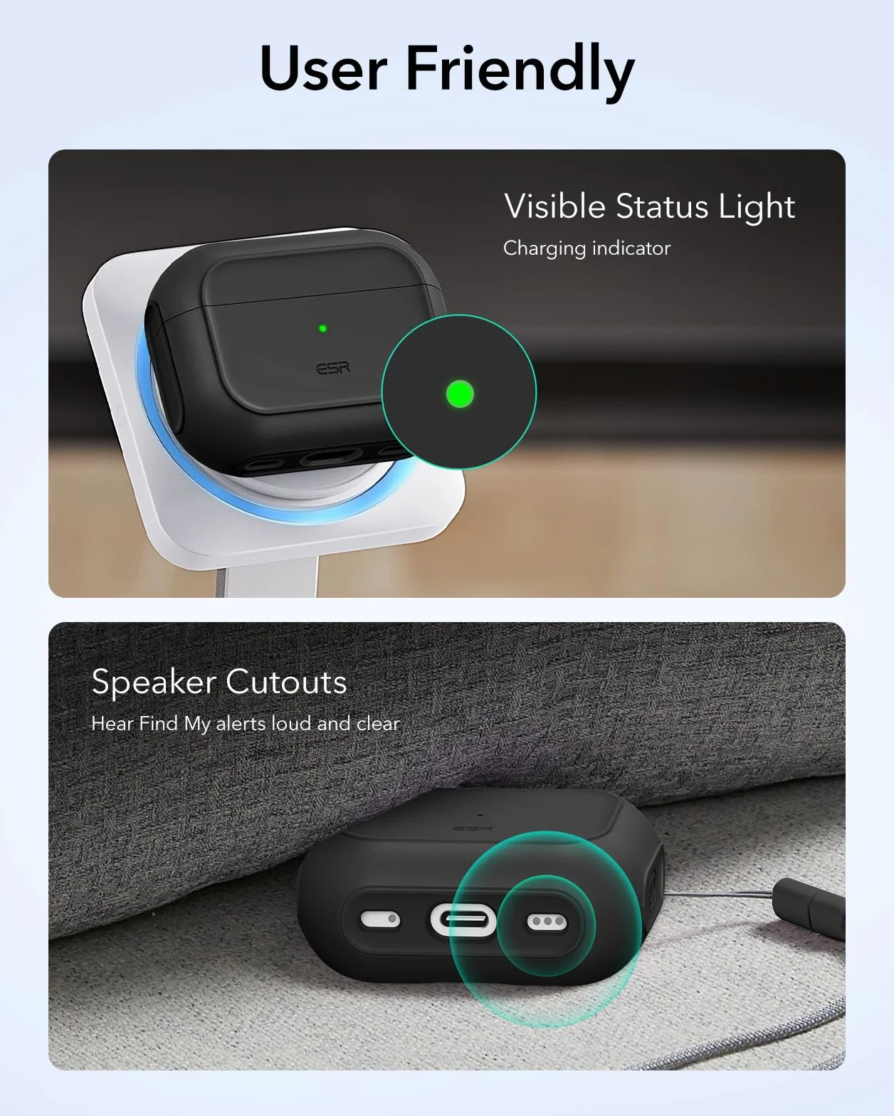 ESR Custodia per AirPods Pro 3, Compatibile con la custodia AirPods Pro di 3a Gen (2025), Compatibile con MagSafe, Protezione completa contro le cadute, Cordino incluso, Nero