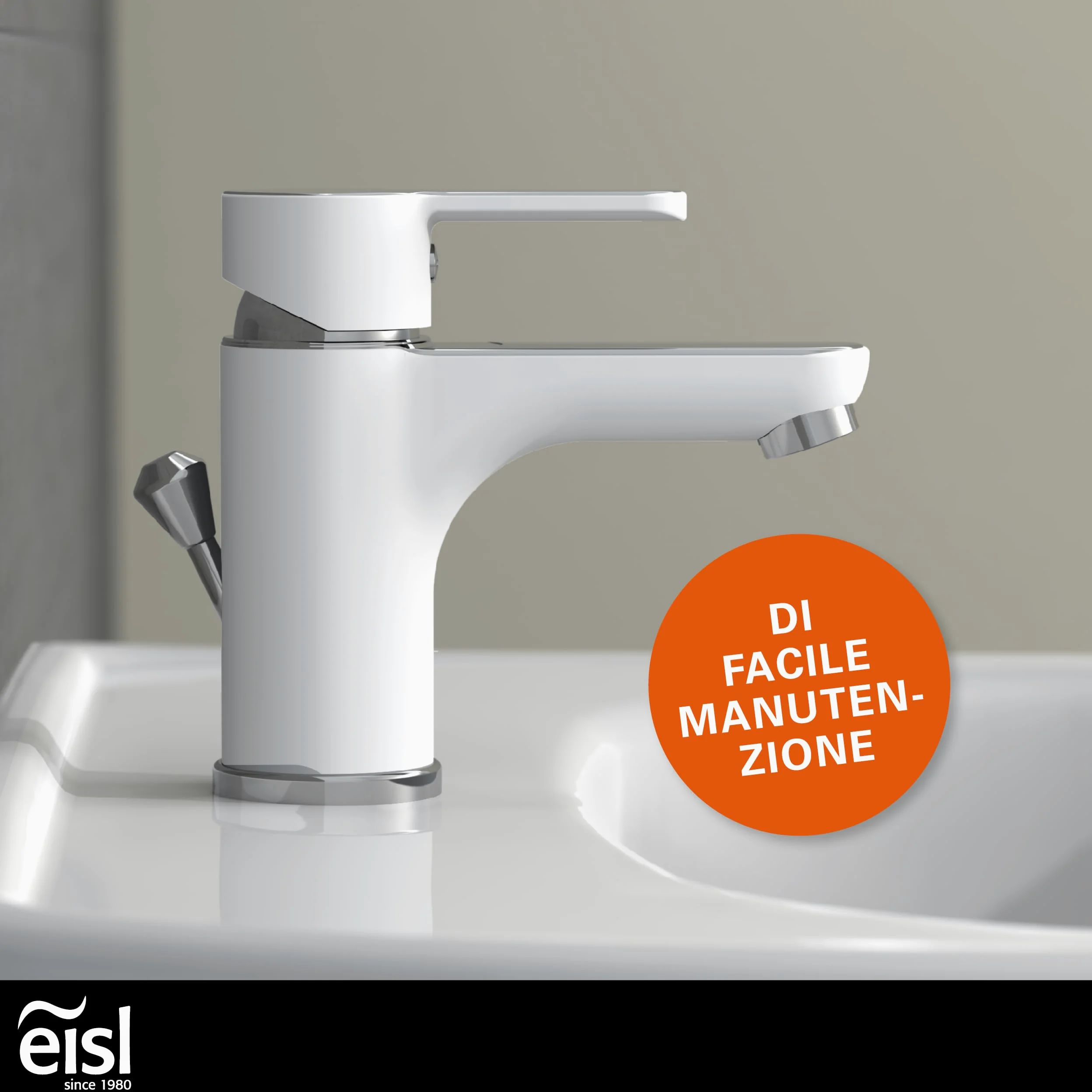 EISL disegno Nuevo, Miscelatore monocomando per lavabo, 1 pezzi, bianco/cromato, ni075dinwcr