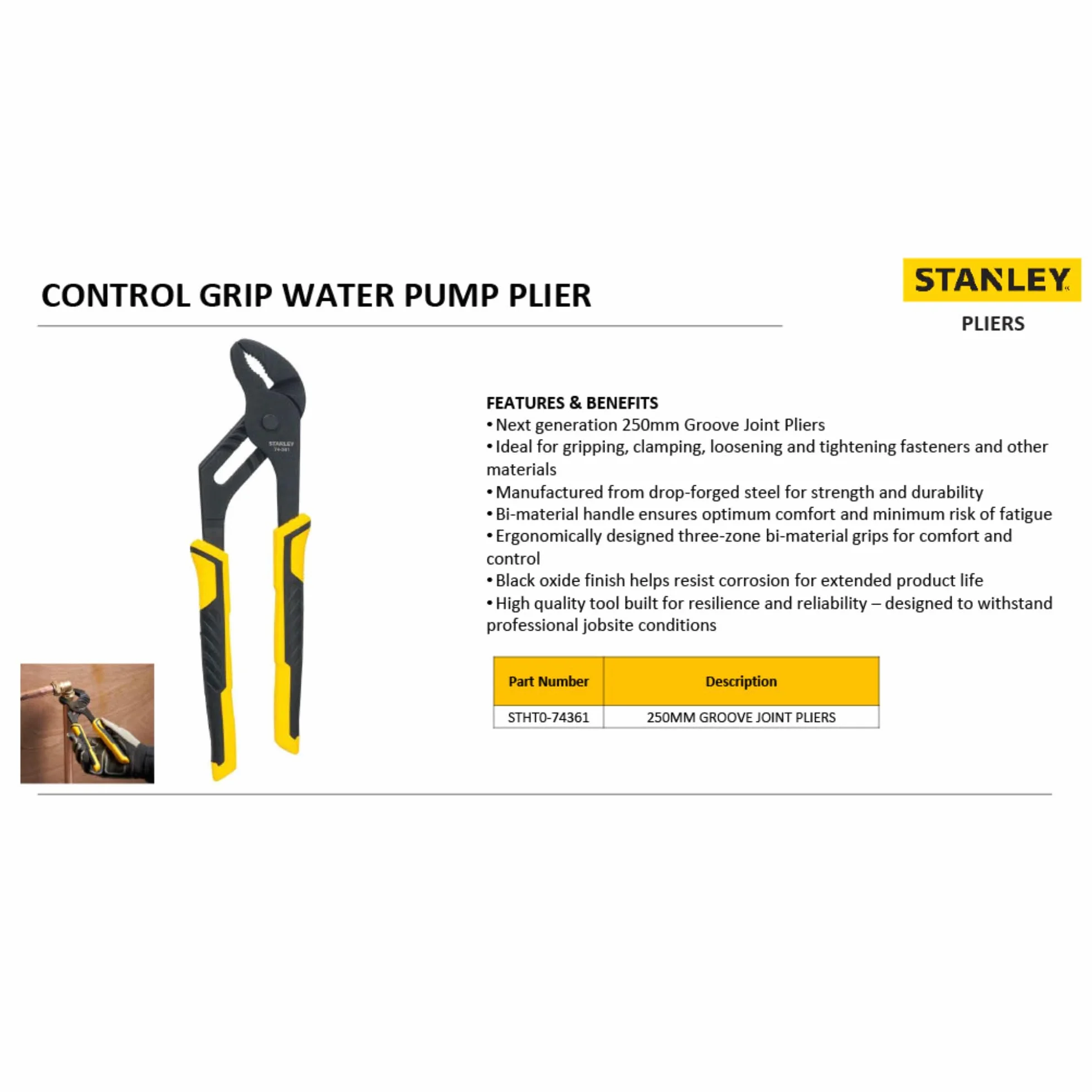 STANLEY STHT0-74361 Pinza regolabile Control Grip