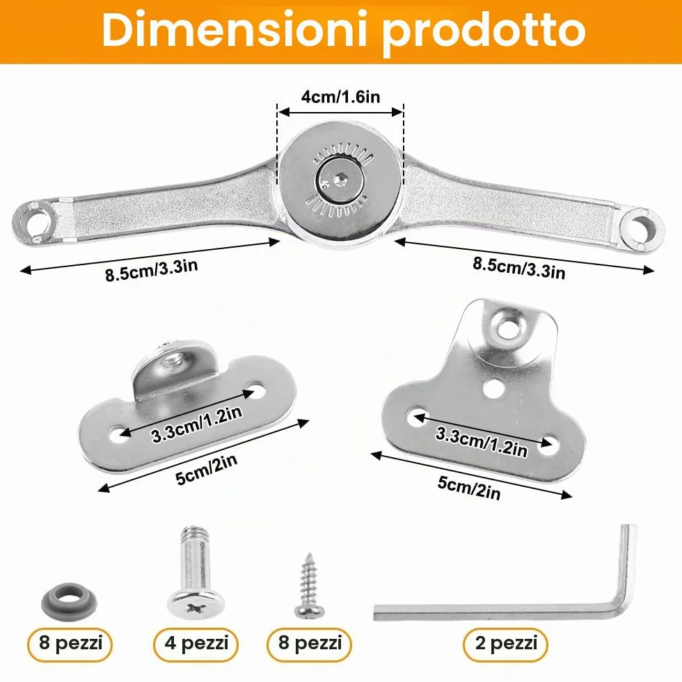 2 Pezzi Supporto Cerniera per Ante Ribalta, Cerniere a Ribalta per Armadietto Scaffale con Viti e Chiave a Brugola, 75°/90°/110° Ribaltabile Cerniere per Ante Cucina Ammortizzate, per Armadietti