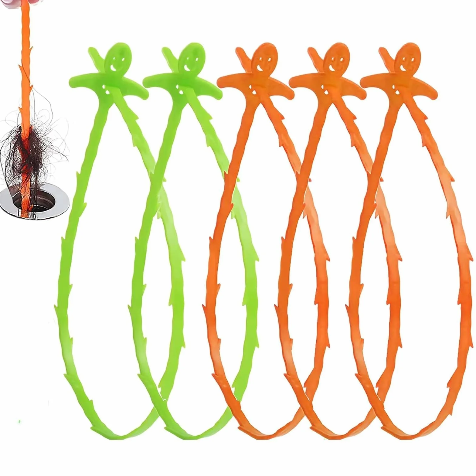Forlivese 5 Pack Spirale di pulizia dello scarico 20 Pollici bastoncini teneri riutilizzabile