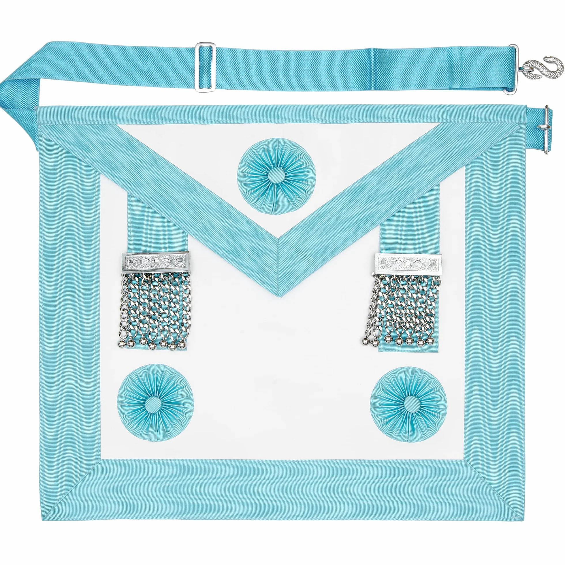 THE MASONIC COLLECTION Craft Regalia Master Masons MM - Grembiule in pelle, fatto a mano e placcato argento, cintura regolabile, un utile accessorio regalo massonico per massoni