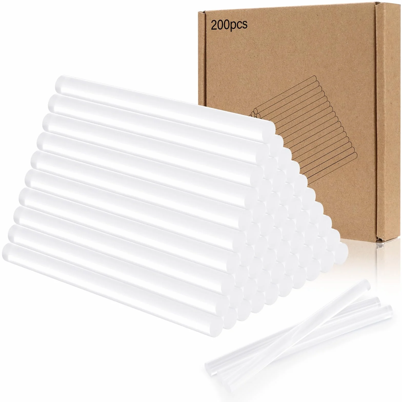 Tapvai 200 Pezzi Colla a Caldo 7mm x 100mm Trasparente per Pistola Senza Fili Fai Da Te