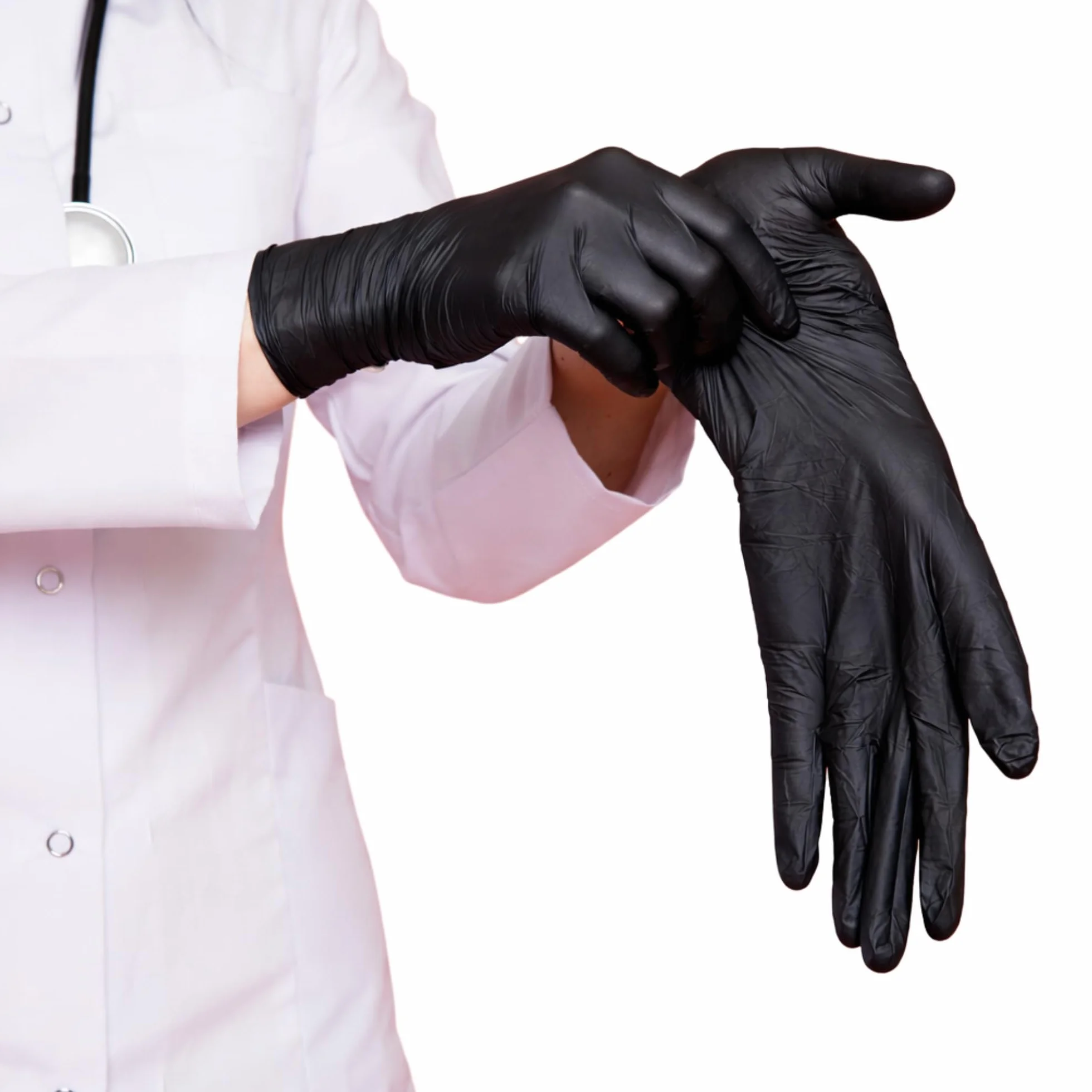 S&S-Medical Guanti in Nitrile Neri Senza Polvere Monouso Ipoallergenici Dispositivo Medico (100, L)