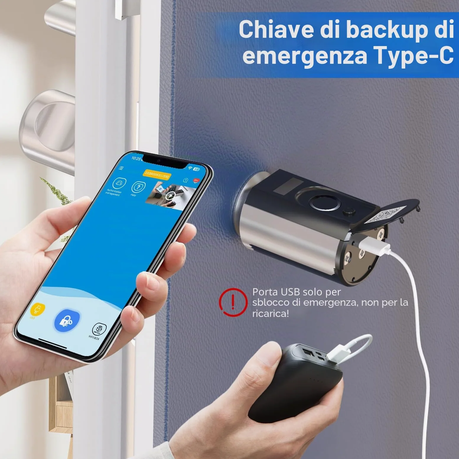 WELOCK Touch63 Serratura Smart serratura Impronta Digitale,Carta RFID,APP | Serratura elettronica WiFi(necessità welock wifibox),serratura porta blindata per porta 50-100mm,Smart Lock IP65,Argento