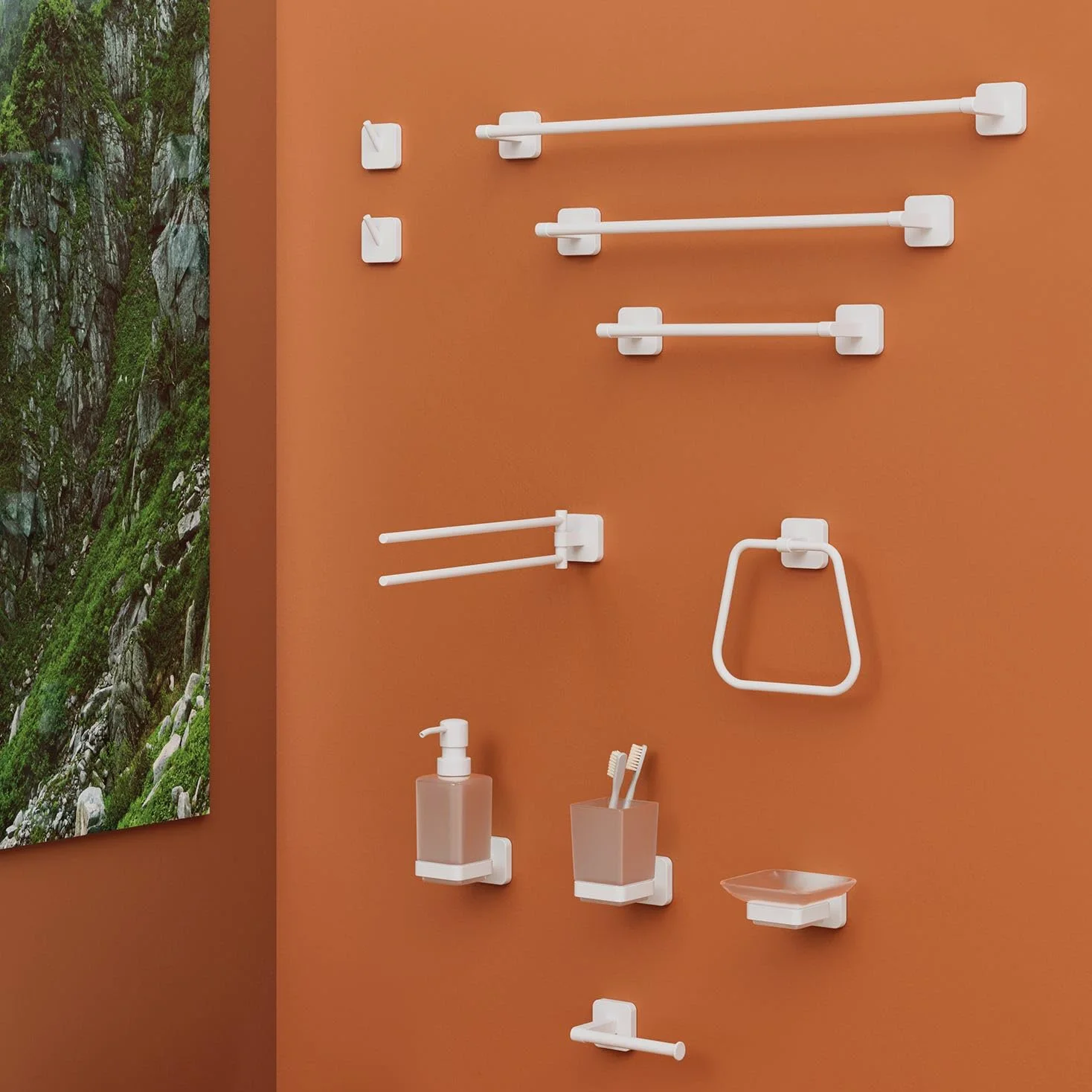 Kiamami Valentina Portasalviette Snodato Da Muro Bianco Opaco Tahiti | Acciaio inox e cromall, braccio mobile, fissaggio a vite, 39,1 cm, accessori bagno a muro