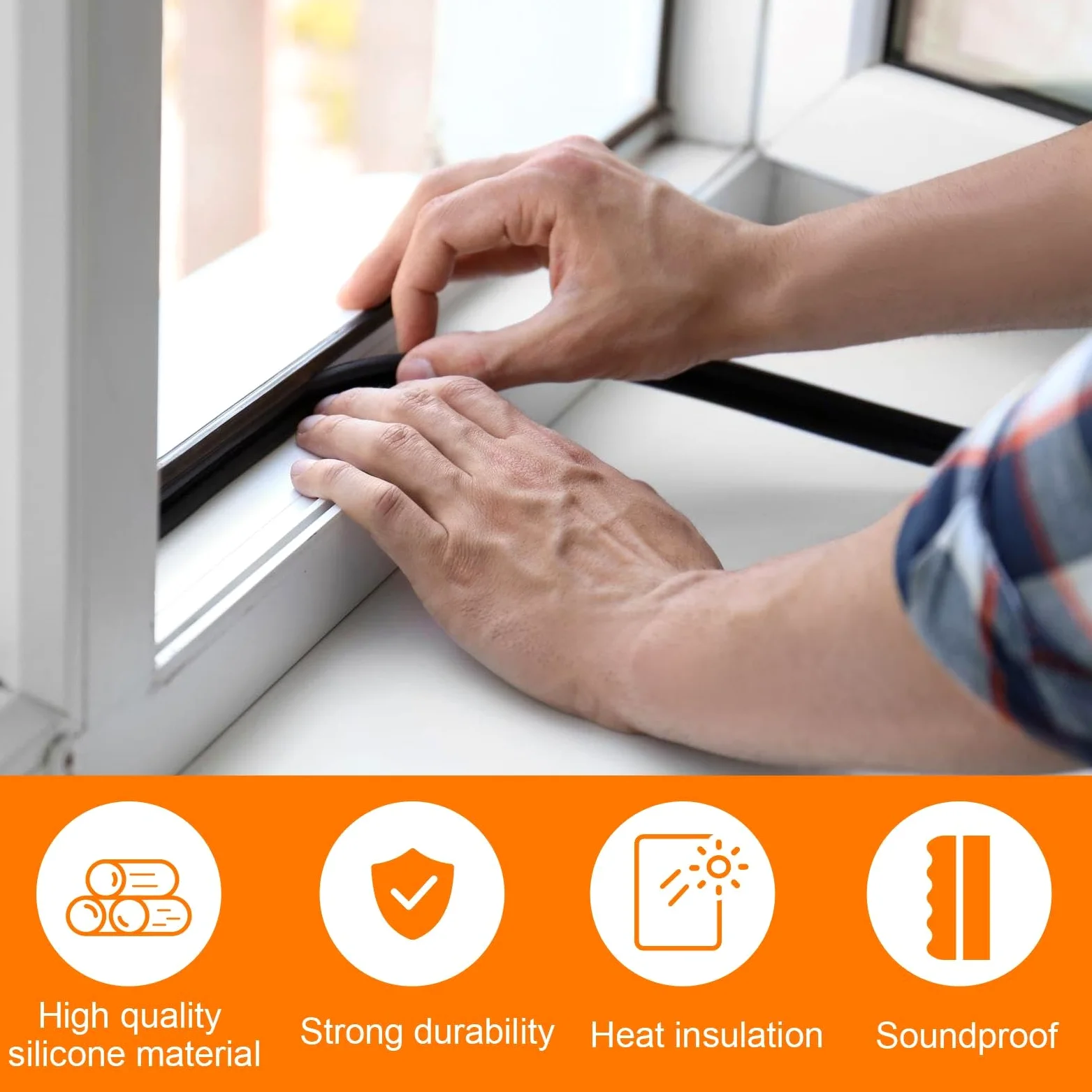 Nastro Sigillante Meteo paraspifferi silicone termico porta inverno | Riempitivo Fessure Porta Nastro Isolante per Finestre Pellicola Isolante Termica Clima Freddo Casa Hotel Bagno Camera da