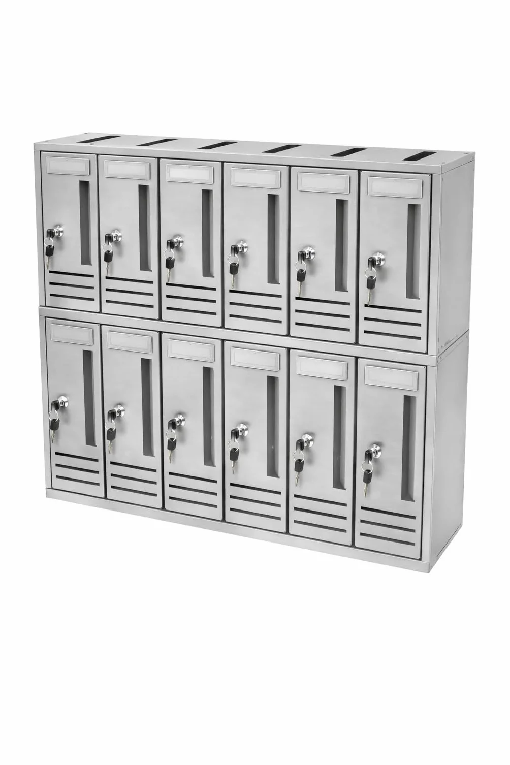 Cassetta postale condominiale componibile da muro buca lettere da esterno in acciaio Made in Italy Silver 12 posti