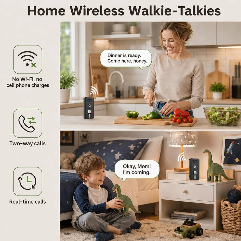 Citofono Senza Fili, HOVCEH 2 Pezzi Interfono Casa da 500 m, Citofono Wireless Bidirezionale per Casa, Pazienti e Anziani, Chiamata di Emergenza