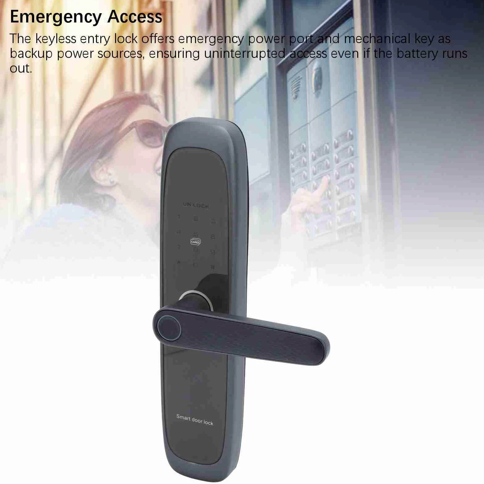 Serratura con Maniglia Digitale per Ingresso Senza Chiave, Controllo Abilitato WiFi, Impronta Digitale, Codice PIN, Tessera, Accesso di Emergenza per L'app (5050)