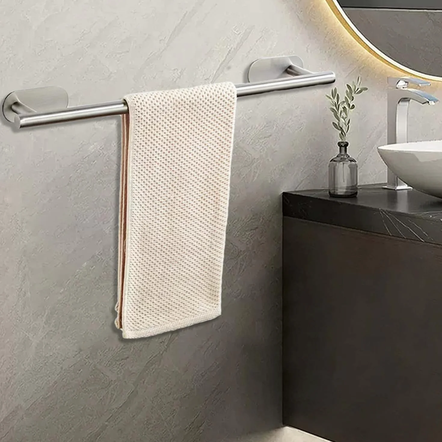 Set portasciugamani da bagno 9 pezzi argento installazione senza fori