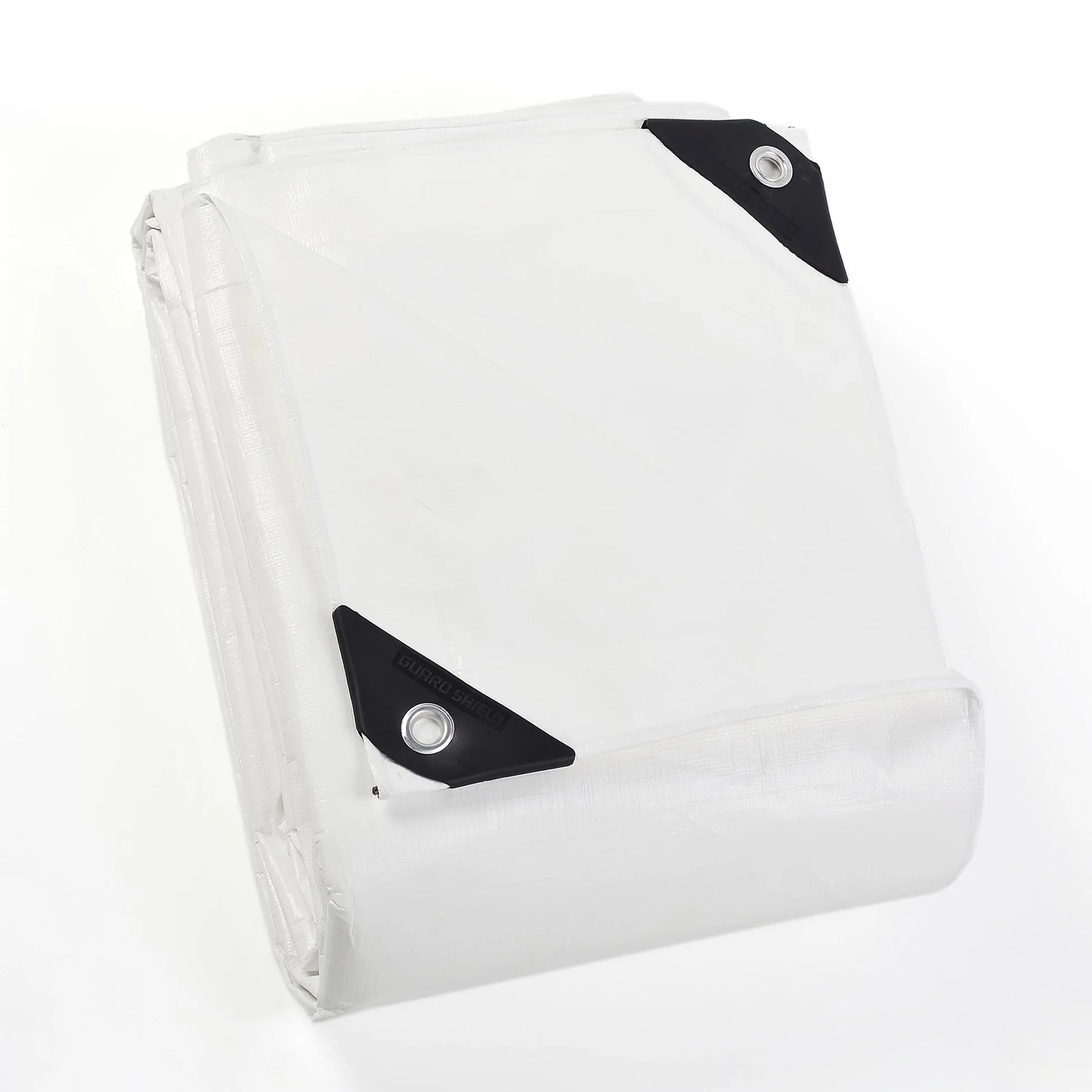 GUARD SHIELD Telone multiuso con occhielli Impermeabile 3 m x 3 m Bianco Telone in tessuto 200 g/㎡ Telone protettivo Telone multiuso, resistente allo strappo, stabilizzato ai raggi UV, resistente alla