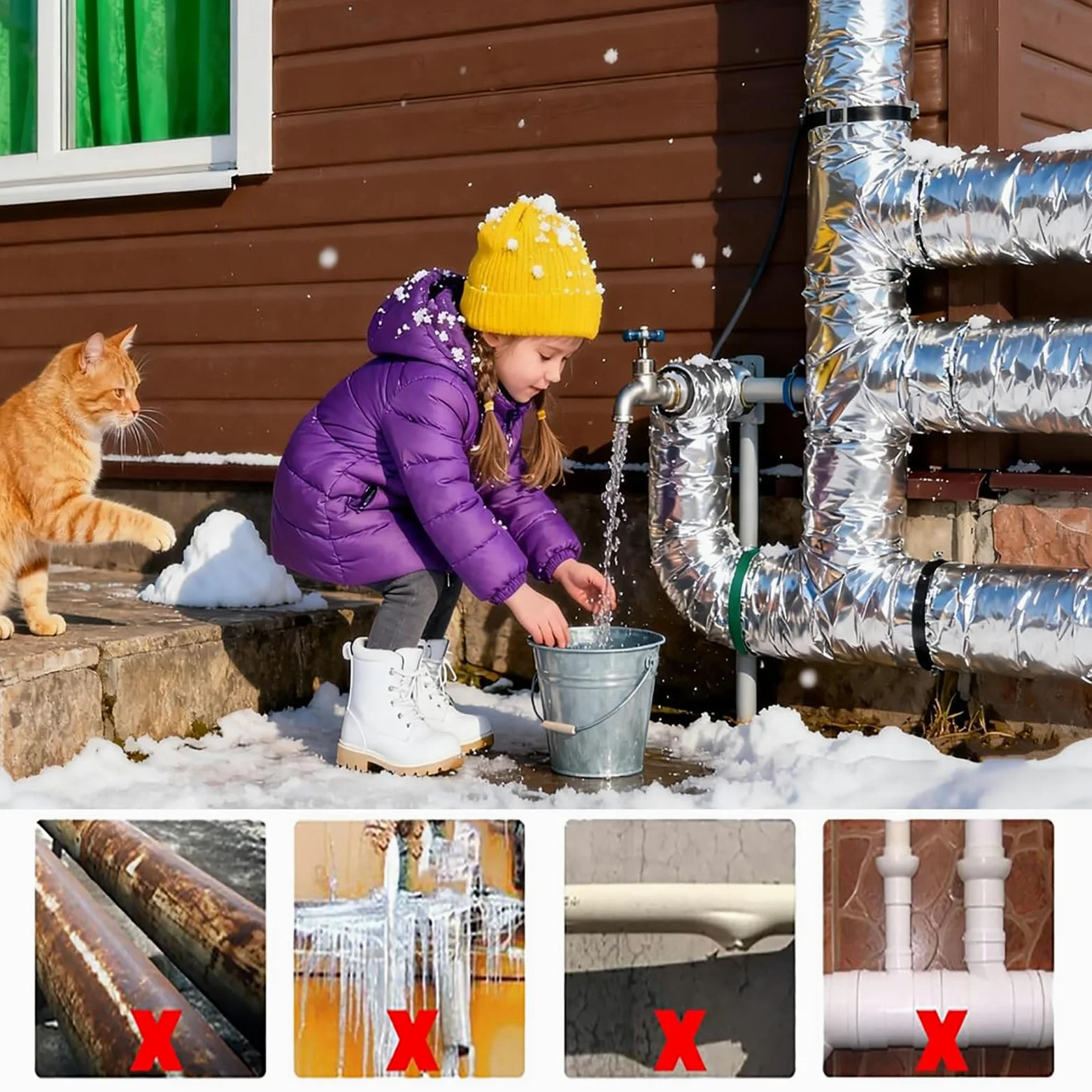 Guaina Isolante In Gomma Tubo Isolante Antigelo Per Esterni Isolante per Tubature Autosigillante Impermeabile Tubi dell'Acqua Calda e Fredda Guaina Isolante per Tubi Condizionatore (ID)133mm x (T)30mm