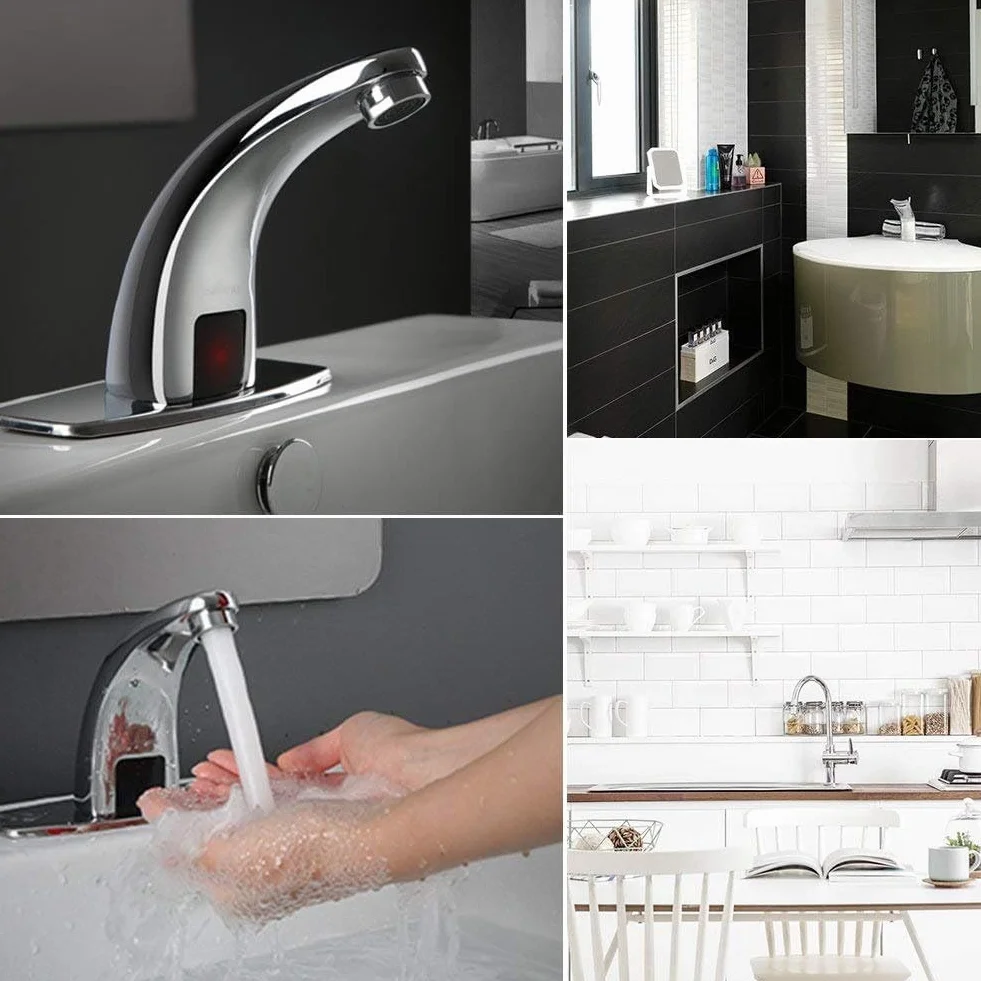 Rubinetto con Sensore Automatico a Induzione Cromato per Bagno