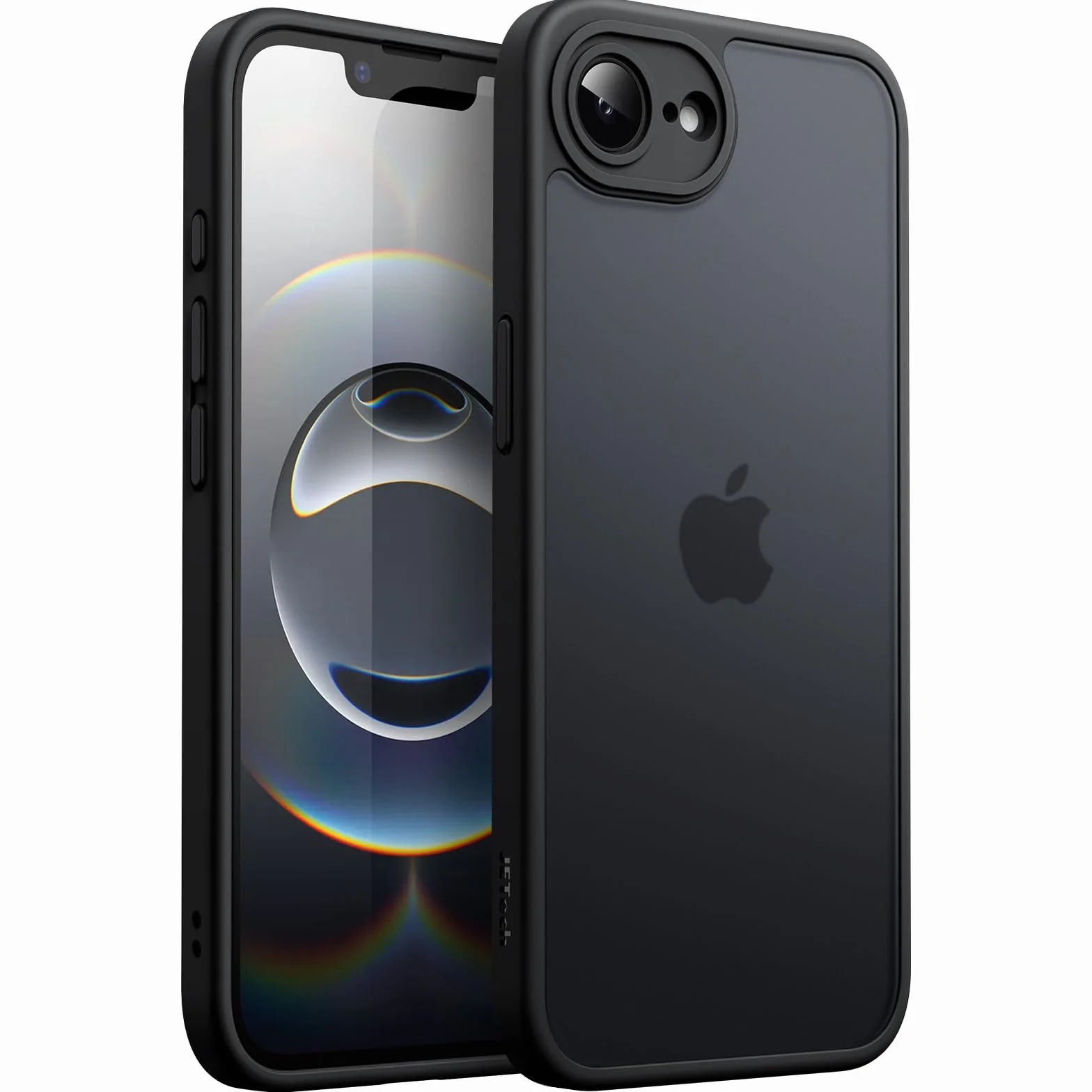 JETech Cover Opaca per iPhone 17e (2026) / iPhone 16e, Protezione Anticaduta Antiurto di Grado Militare, Custodia Cellulare Posteriore Glassata Traslucida, Anti-Impronte (Nero)