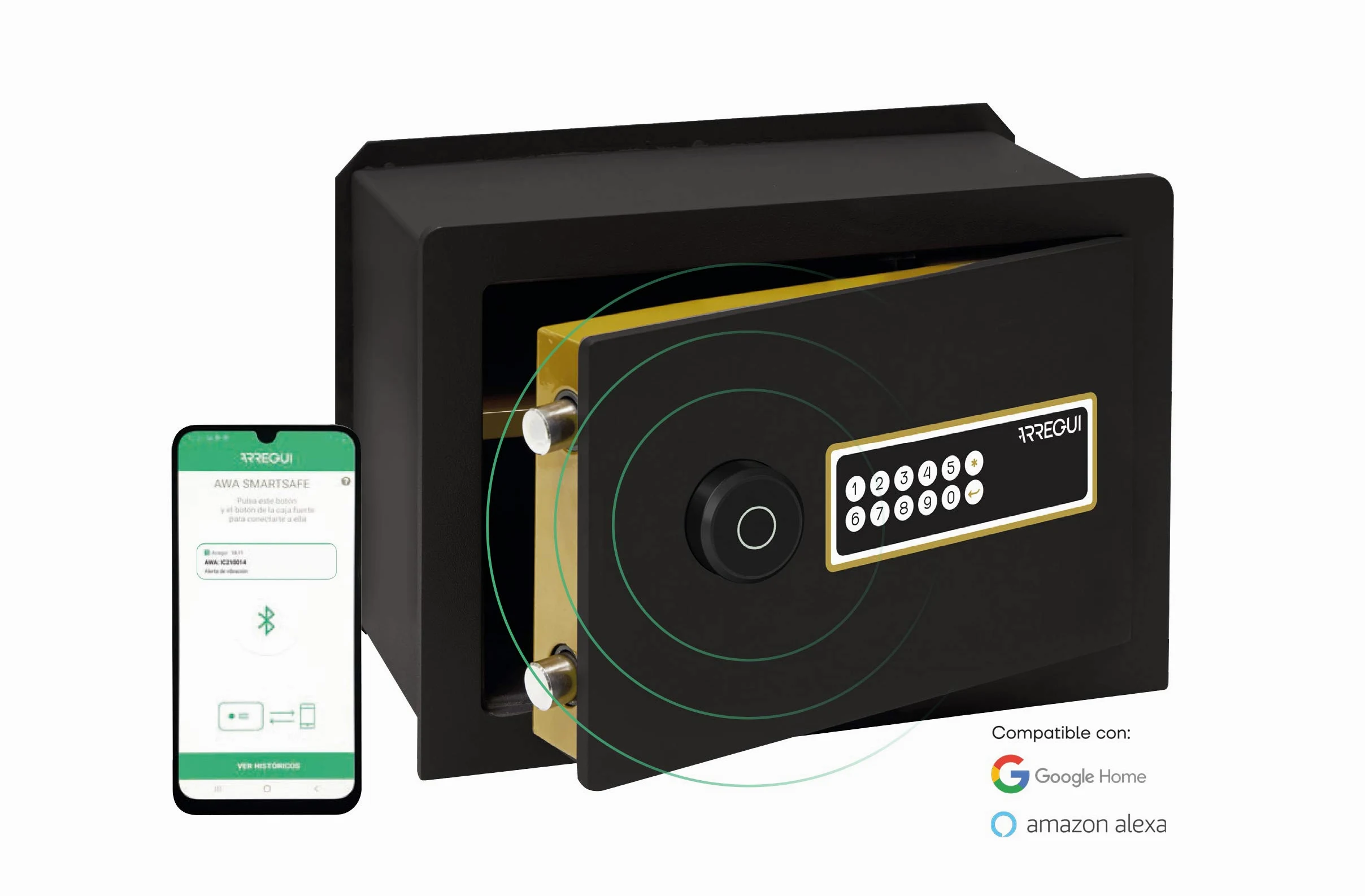 ARREGUI AWA 221750 Cassaforte Intelligent, da avvolgere Smart Safe, apertura a codice elettronico, gestione tramite app mobile, compatibile Amazon Alexa, 32 x 42 x 24,5 cm, 17 l