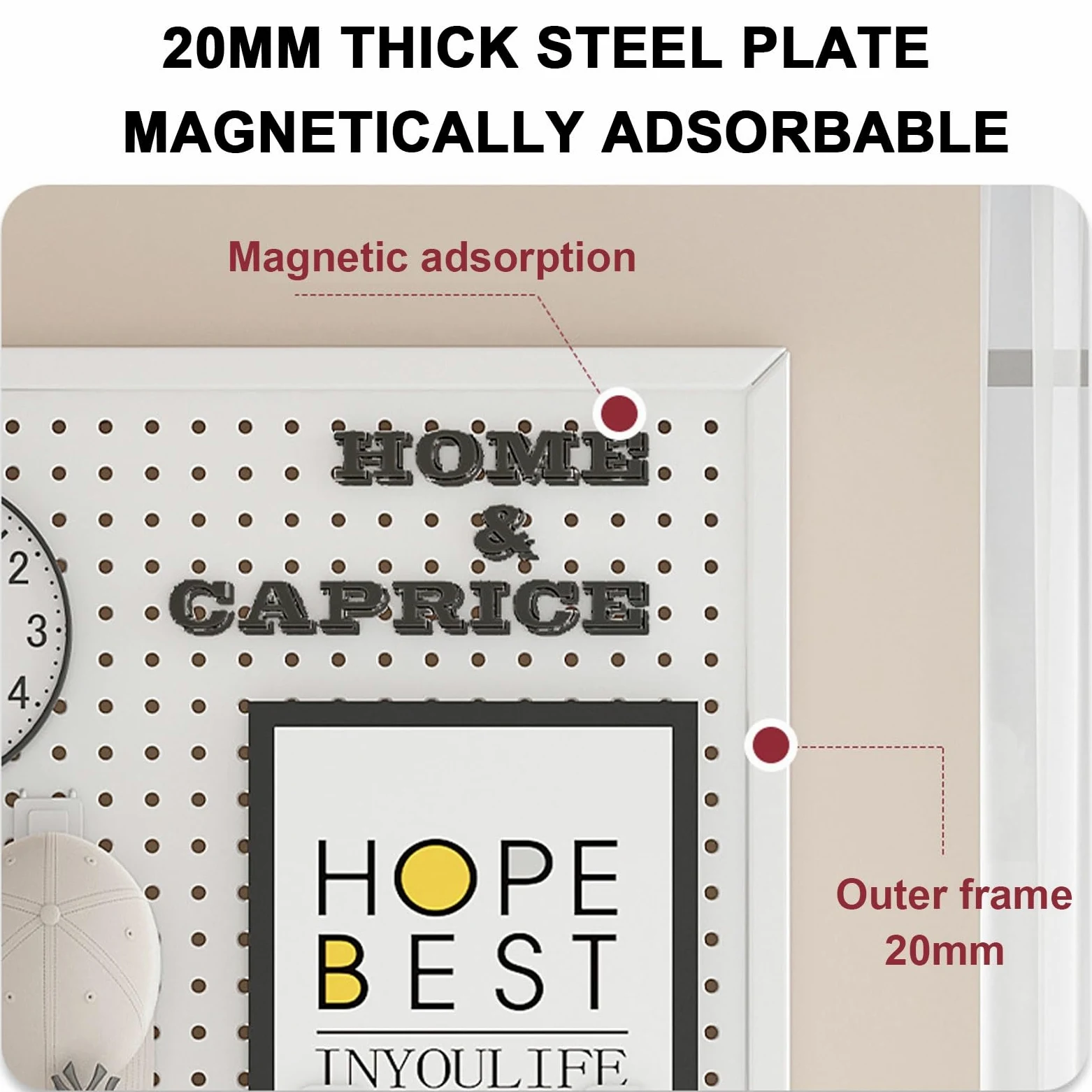 Generico Pannello Forato in Metallo con 20 Ganci, Pannello portautensili in Acciaio Resistente per Garage e espositori Artigianali, Soluzione di stoccaggio per Pannello Forato Bianco 150x60 cm