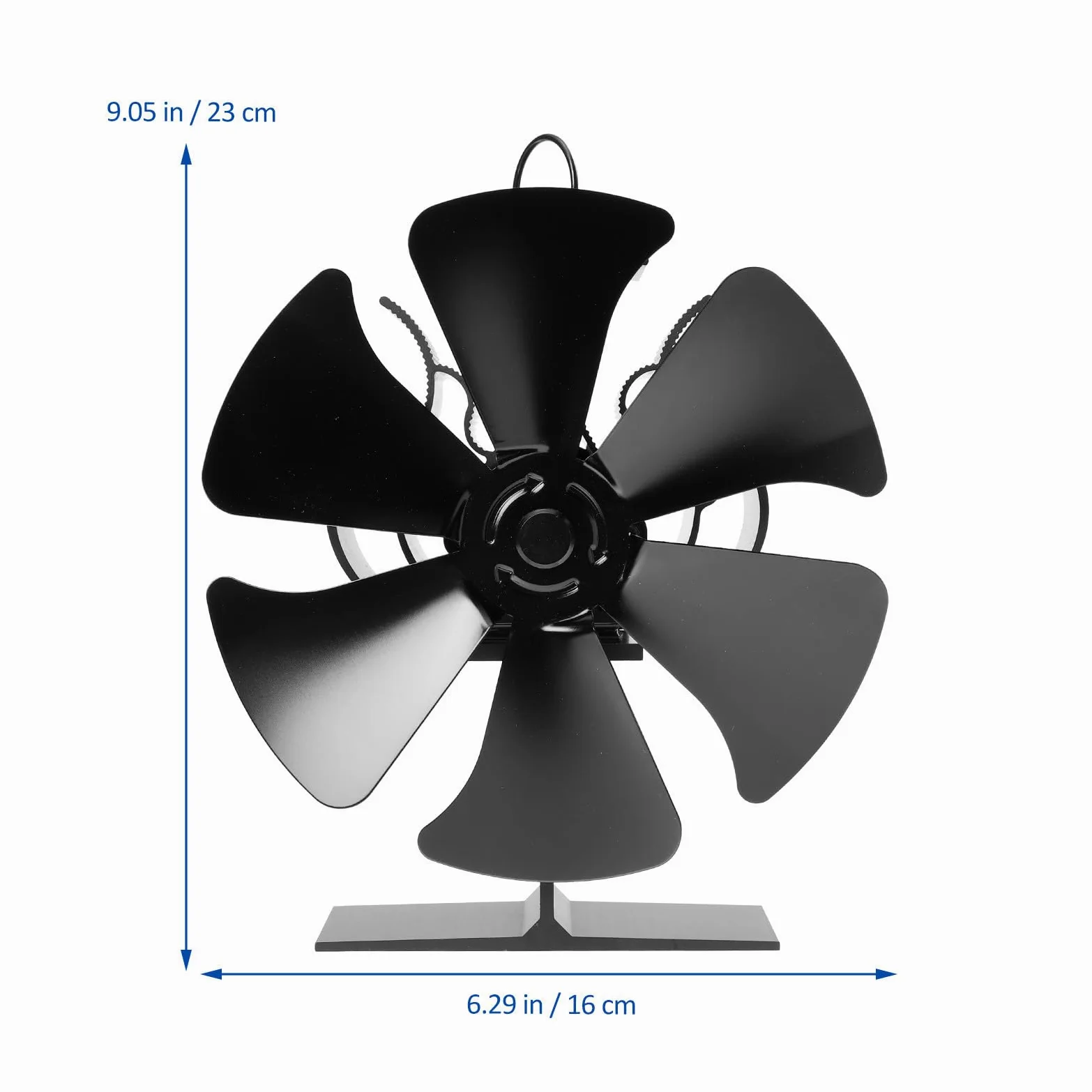 BESTYASH Ventilatore Termico per Stufa a Legna 6 Pale Nero Alluminio | Stufa Termoventilatore senza Elettricità, Ventilatore per Stufa Legna, Atmosfera Estiva