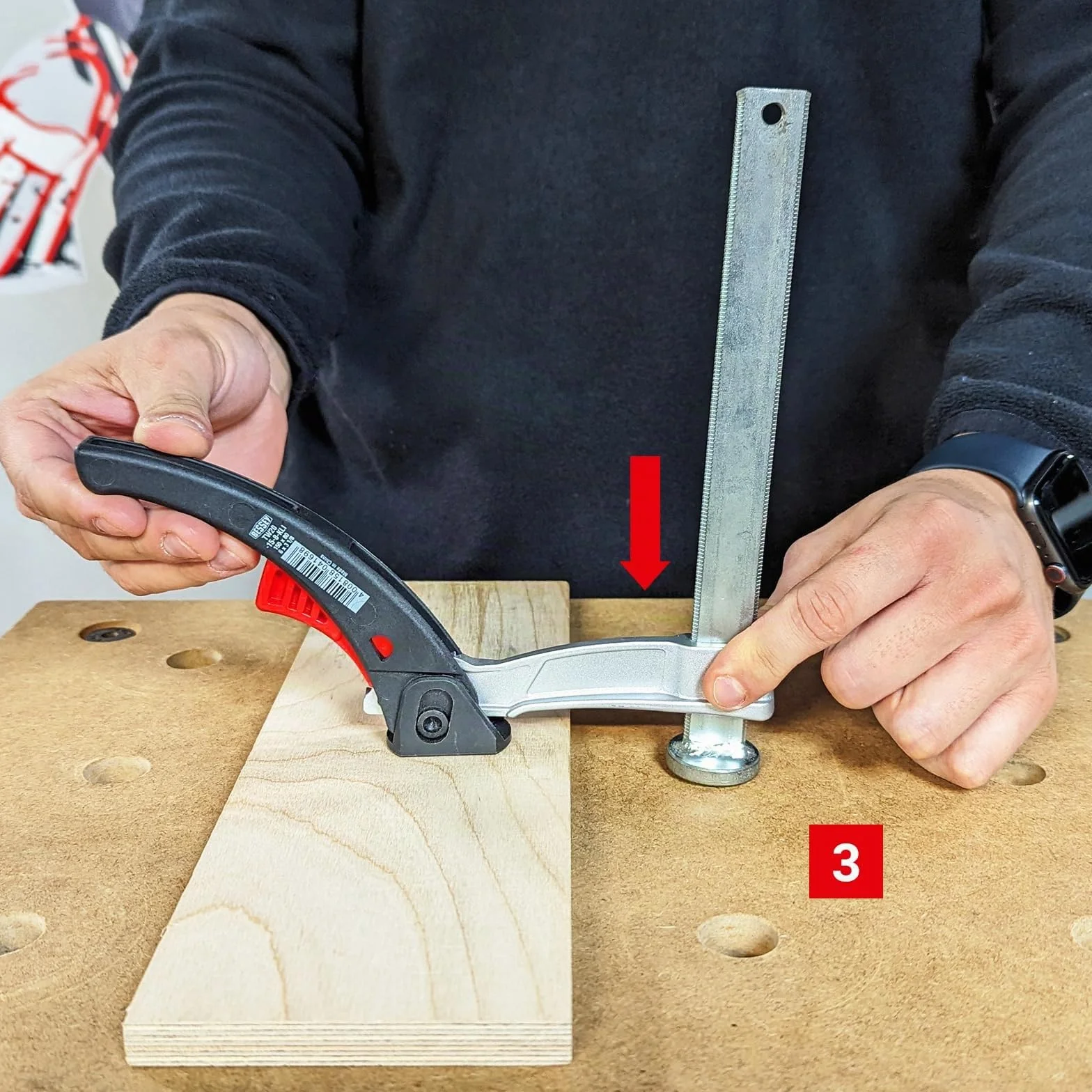 BESSEY Elemento di serraggio per tavoli multifunzionali TW20-15-8KLI-SET, braccio scorrevole in magnesio leggero, serraggio rapido antivibrazioni, 0,62 kg