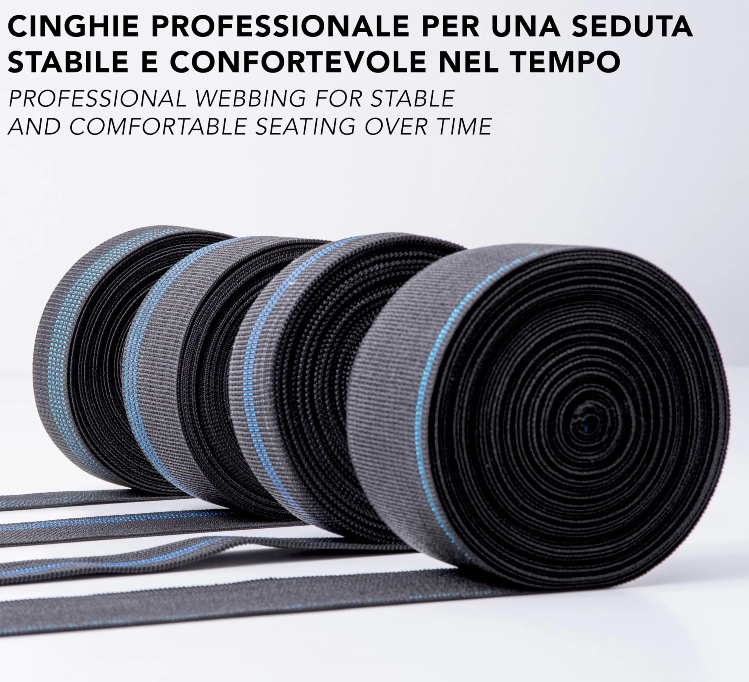 IPEA Cinghia Elastica per Divano, Sedie, Poltrone – [ 10 Metri di Lunghezza ] – Made in Italy - Larga 70 mm - Corda Fascia Tirante a 3 Righe per Tappezzeria, Sedute, Schienali – Elasticità 90%