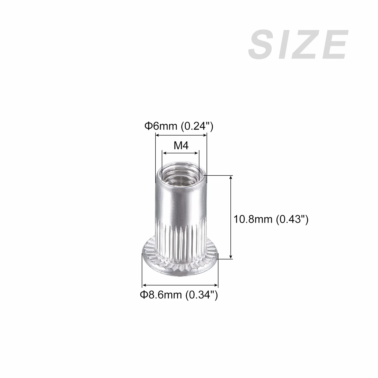METALLIXITY Rivetto Dadi M4 100pz Alluminio Lega Zigrinata Corpo Filettato Inserti Dado Argento