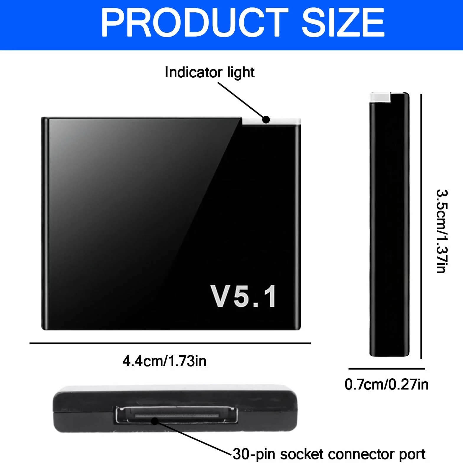 Adattatore Bluetooth 5.1 a 30 pin per stazione di docking Bose SoundDock, mini ricevitore audio portatile per iPhone/iPod a 30 pin, non adatto per auto o moto