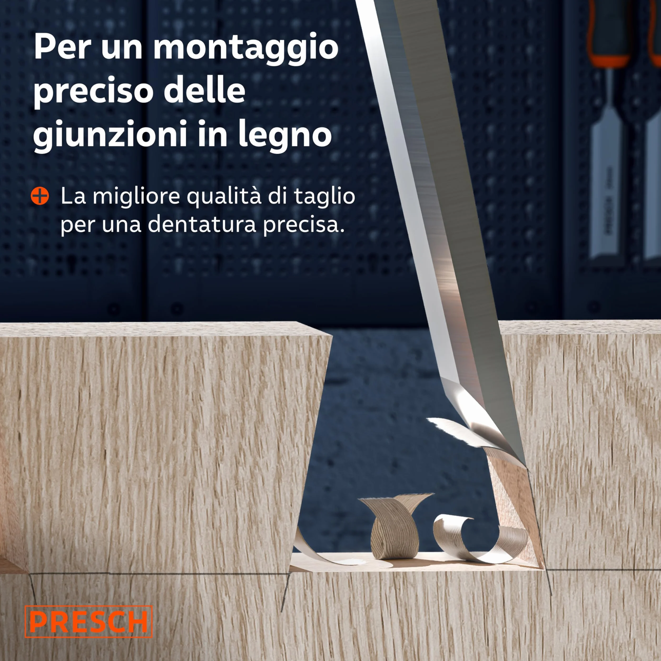 Presch Scalpello per legno 16mm 25° angolo battuta in metallo impugnatura ergonomica