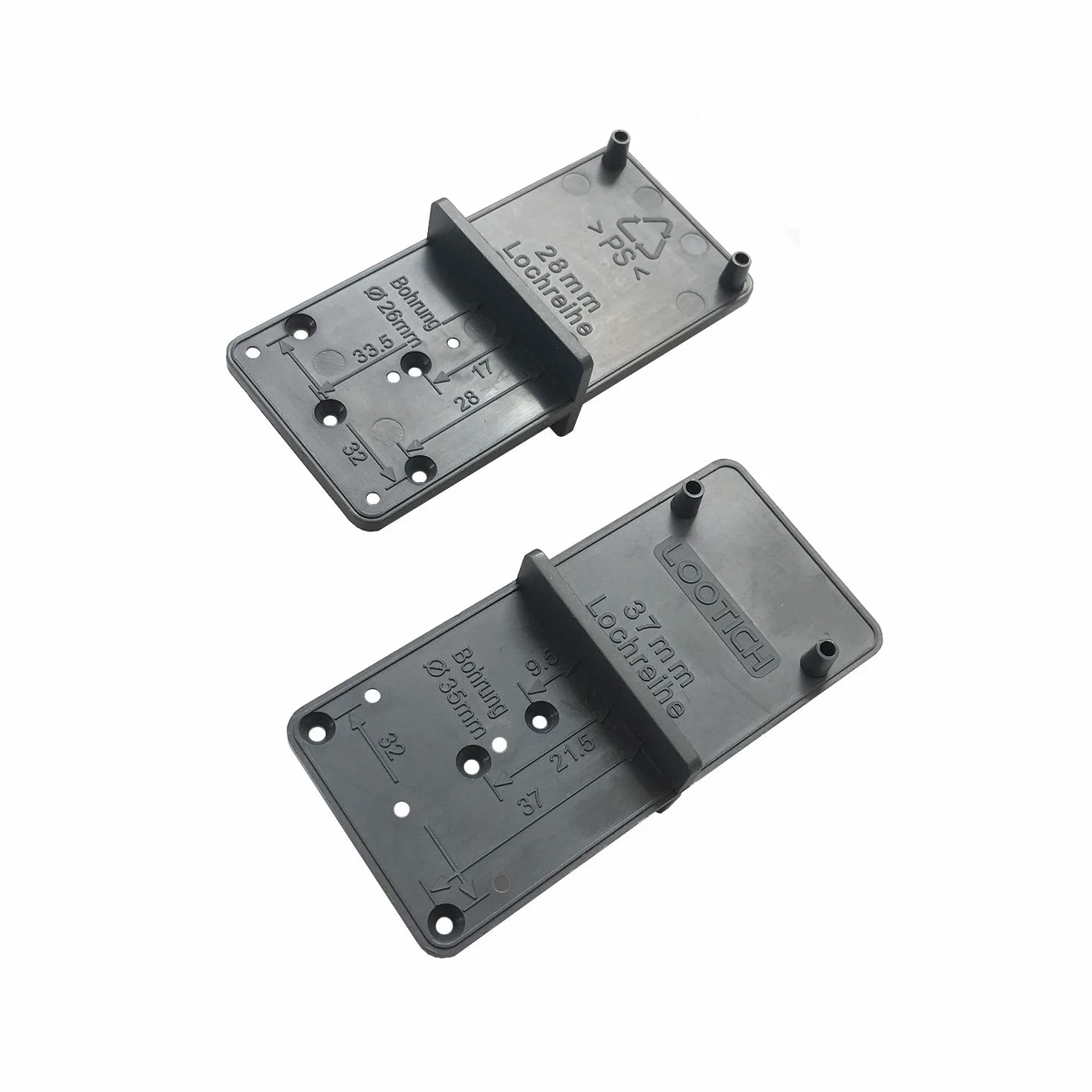 Maschera di Perforazione 32er Dima di Centraggio Ø 26mm e 35mm per Tazza Cerniera 2PCS Grigio