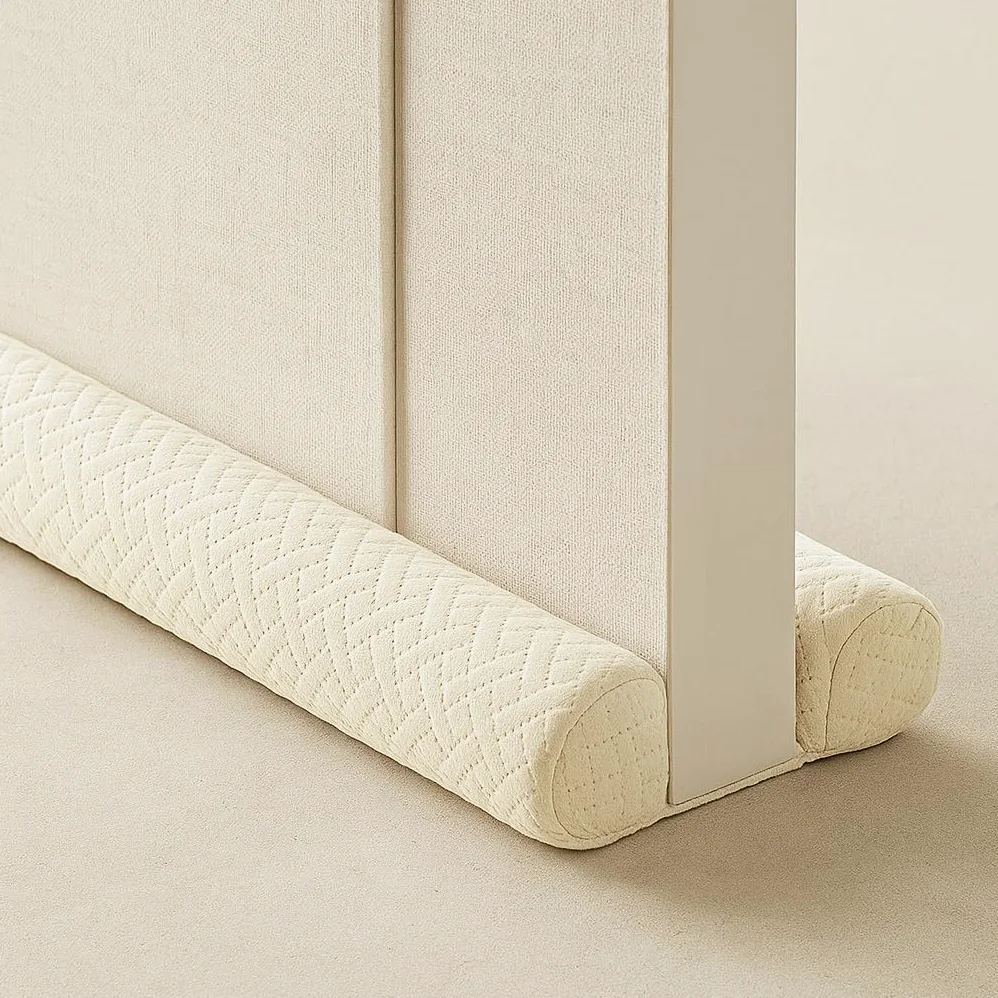 Ciieyuo Paraspifferi in velluto sotto la porta, blocco del rumore e guarnizione insonorizzata, blocca aria fredda, luce e fumo, facile da installare sotto la porta, per fondo 76,2 - 91,4 cm, bianco