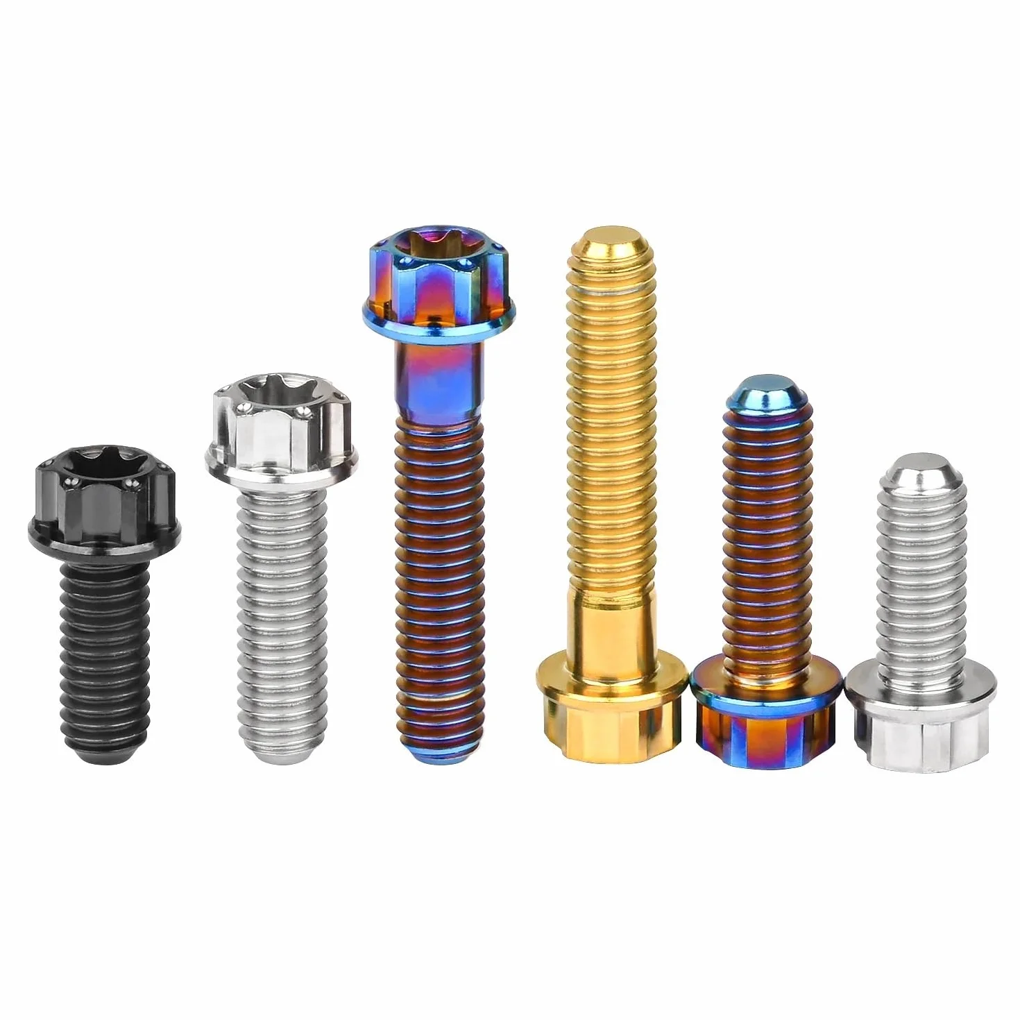 Wkręty hamulcowe moto M6x15-30mm Torx T30 flangiowe tytanowe 4 szt.