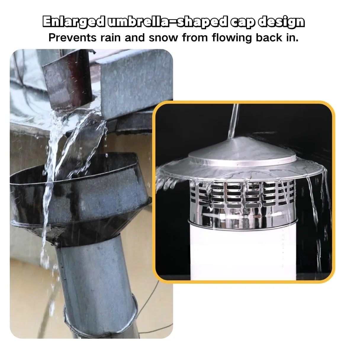 Cappello per camino,75/110/160/200/250/300mm acciaio inox Comignolo,Tubo stufa Topper sfiato cappelli,Copertura canna fumaria per esterno Camino,Resistente alle intemperie rotondo tetto pioggia cope