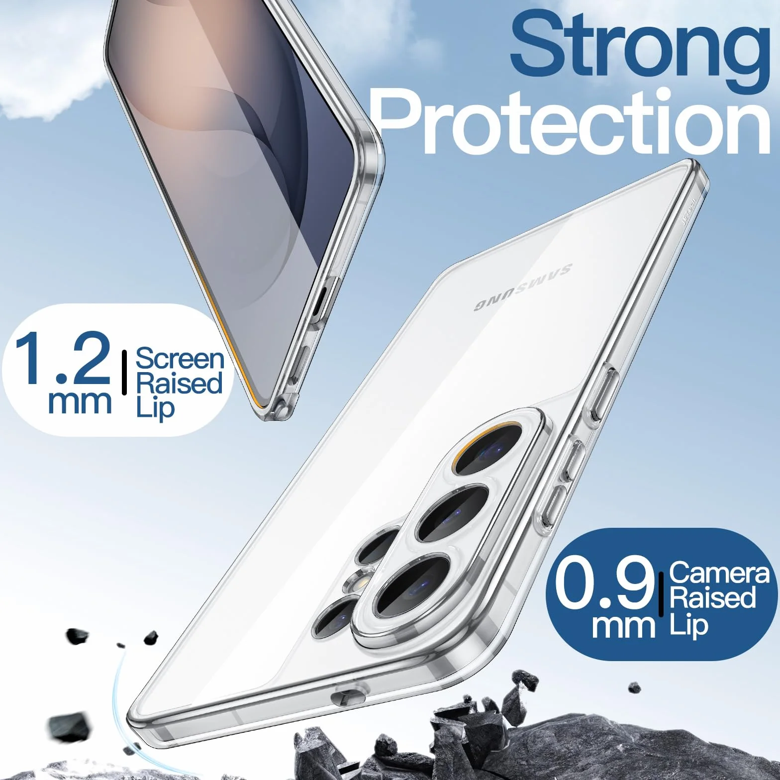 JETech Cover per Samsung Galaxy S26 Ultra, Protezione Completa dell'Obiettivo della Fotocamera, Anti Ingiallimento Paraurti Custodia con Antiurto, Retro in PC Rigido Antigraffio (Trasparente)