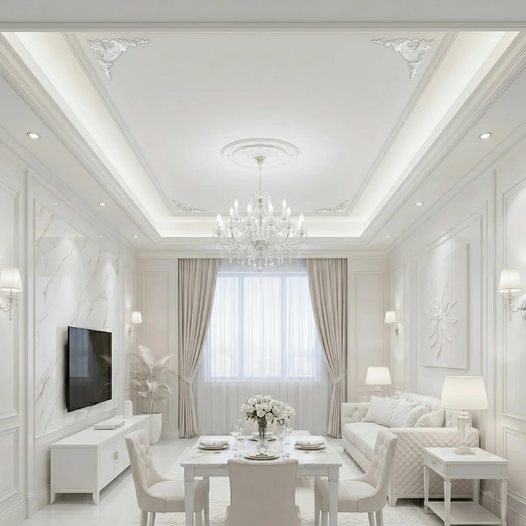 4 PCS Angolari Decorativi per Pareti E Soffitti in PU Modanature Angolari 3D con Decorazioni Floreali Profili Decorativi Verniciabili per Cornici E Angoli Elegante Finitura