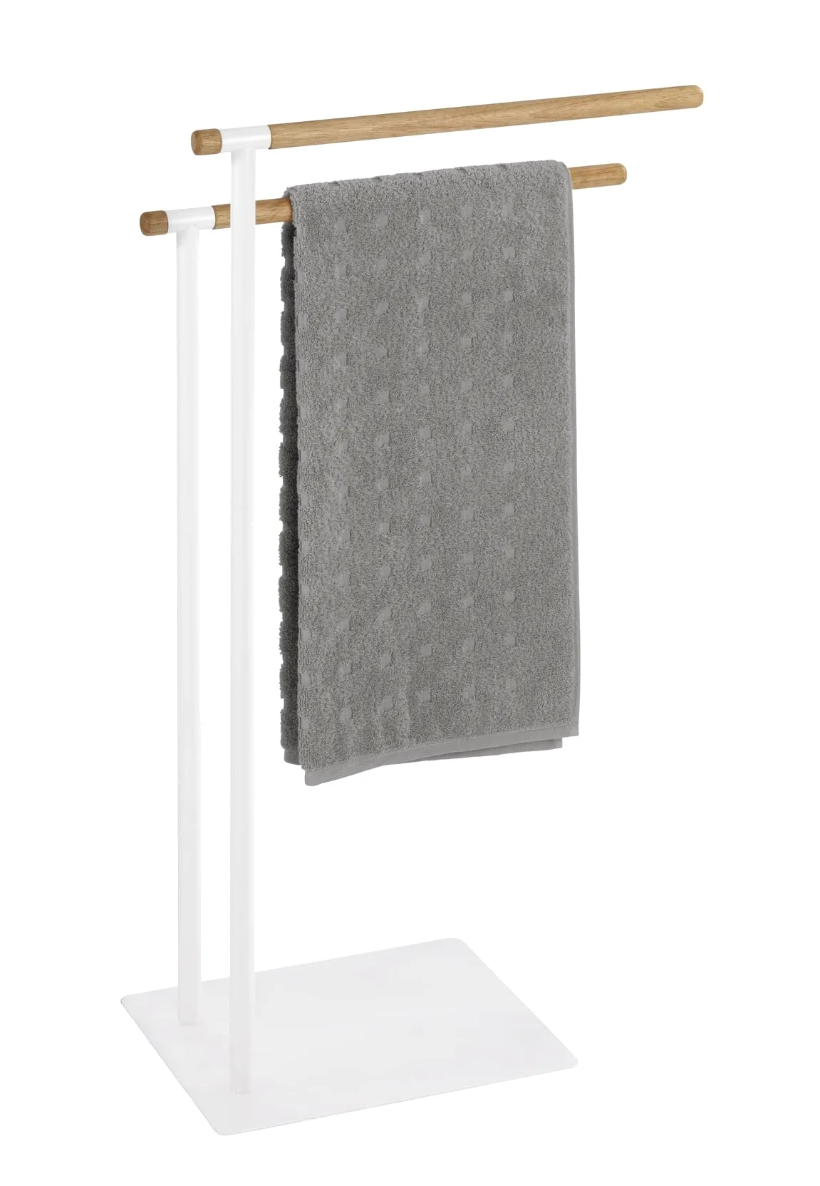 Wenko 22510100 Macao Portasciugamani/Indumenti in Legno/Acciaio Bianco/Marrone, 43 x 24 x 79 cm.