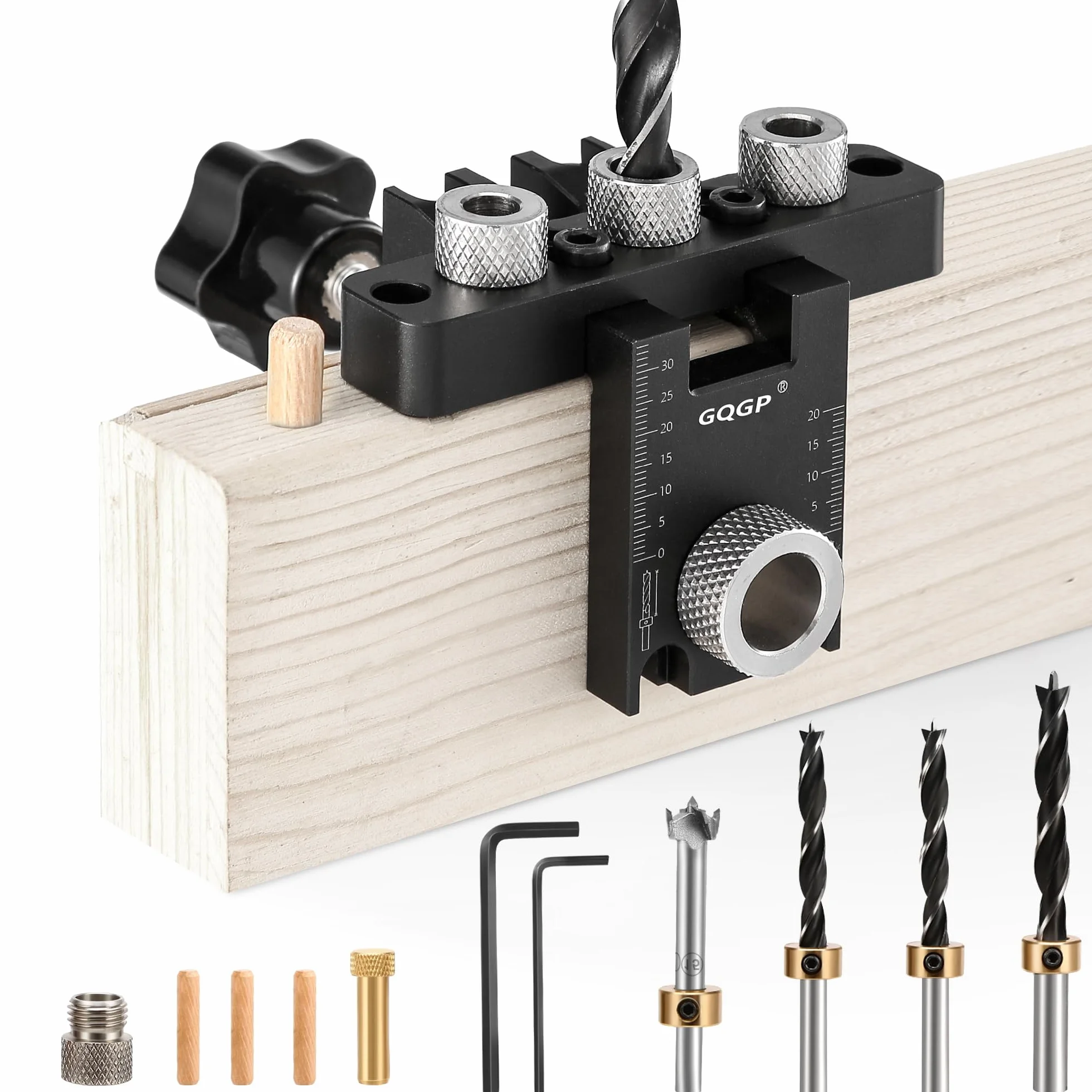 3 in 1 Dima per Tasselli Legno, Set Maschere Fori Tascabili con 8/10/15mm Drill Bit