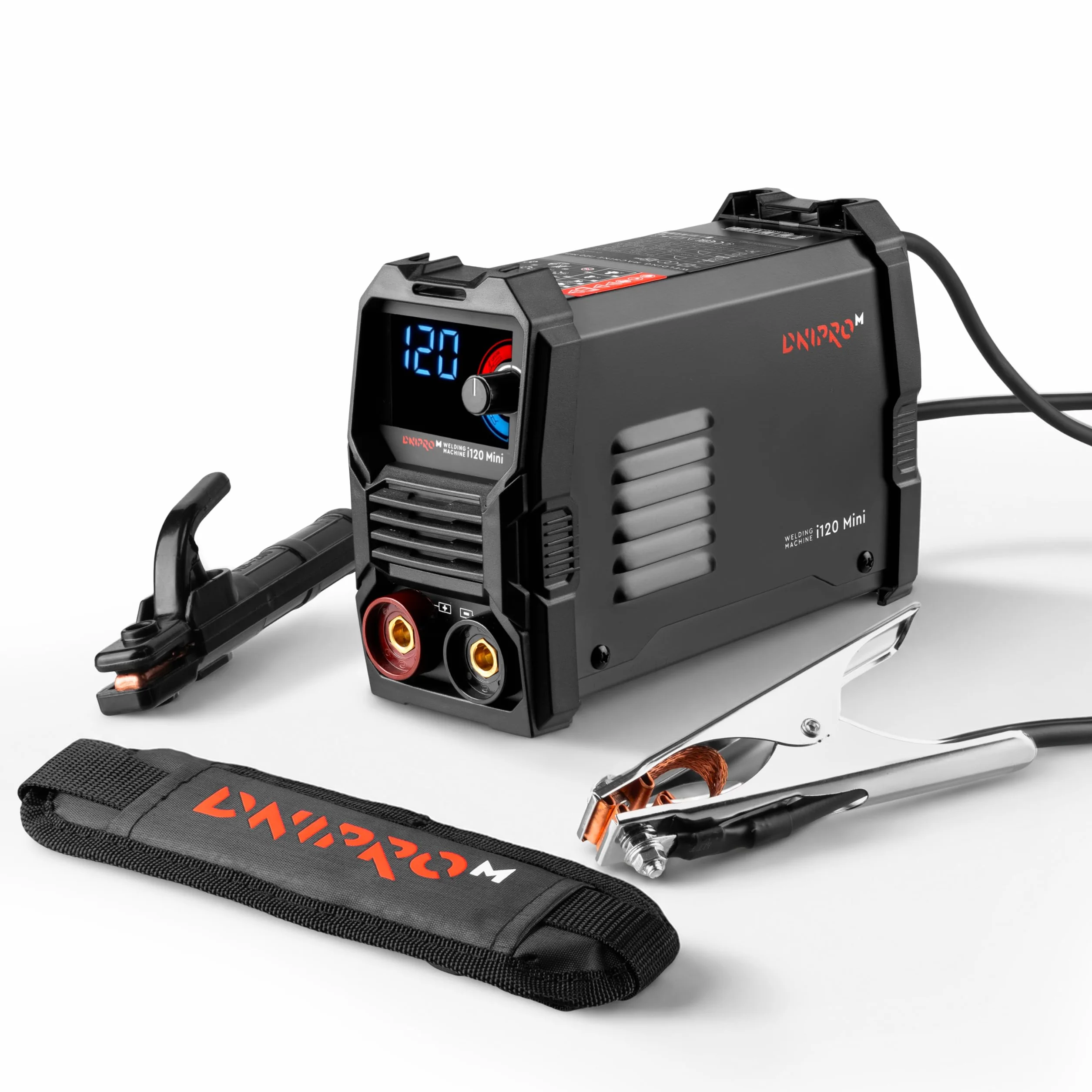 Saldatrice Elettrodo Dnipro-M i120 Mini 120A 230V Inverter con Hot Start ArcForce AntiStick VRD Display LED
