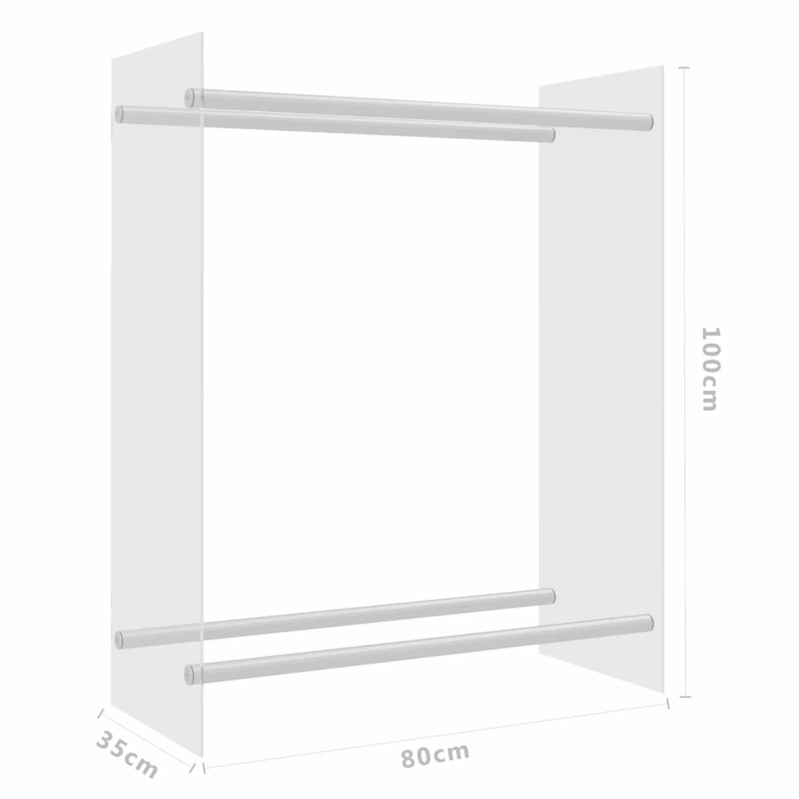 Homgoday Porta Legna Trasparente 80x35x100 cm in Vetro Temperato, Portalegna da Interno, Portalegna da Ardere, Porta Legna per Camino, Legnaia da Interno, Impilabile Stufa Ripiano Legno