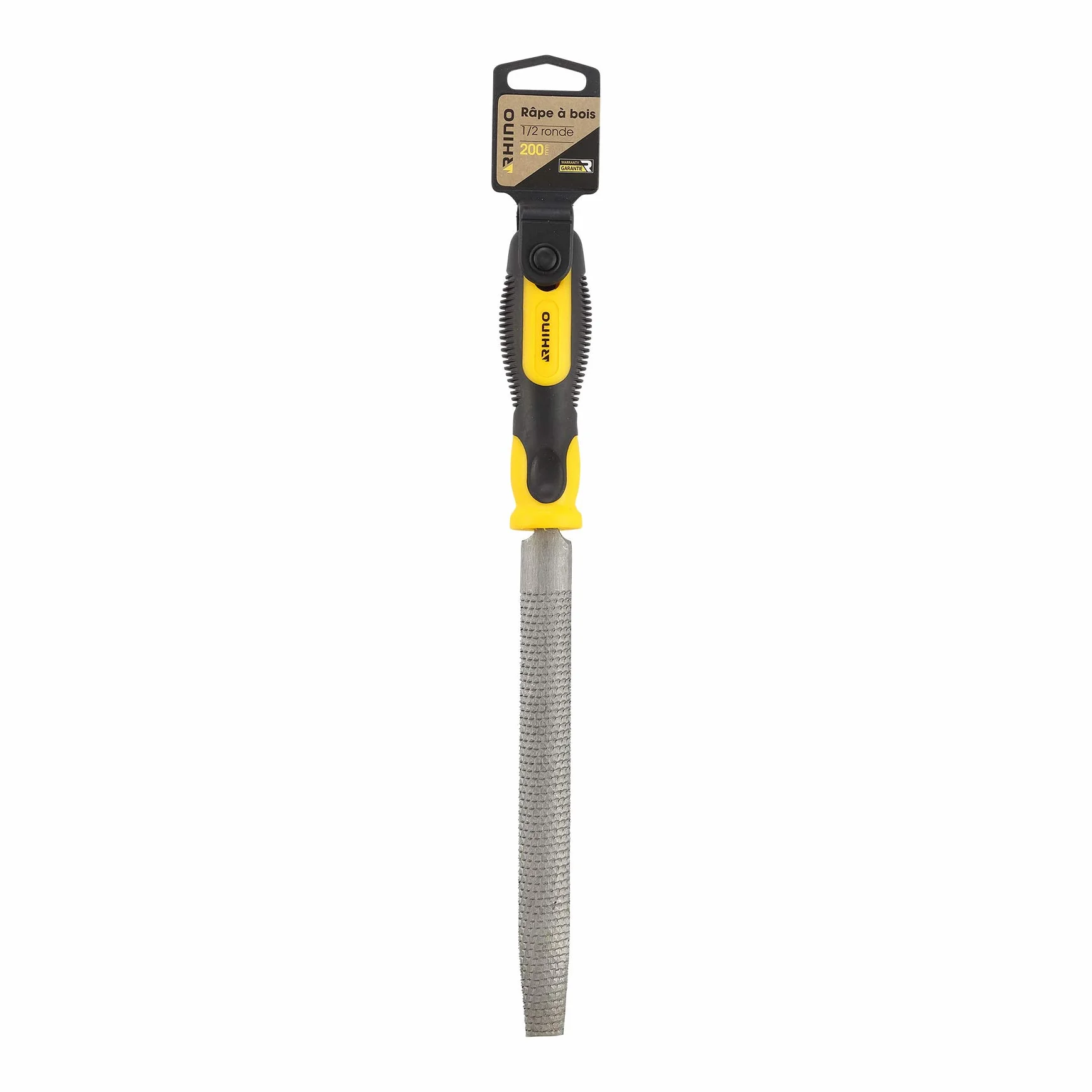 Rhino 43182 Grattugia 1/2 a mezza tonda per legno 200 mm manico ergonomico bimateriale