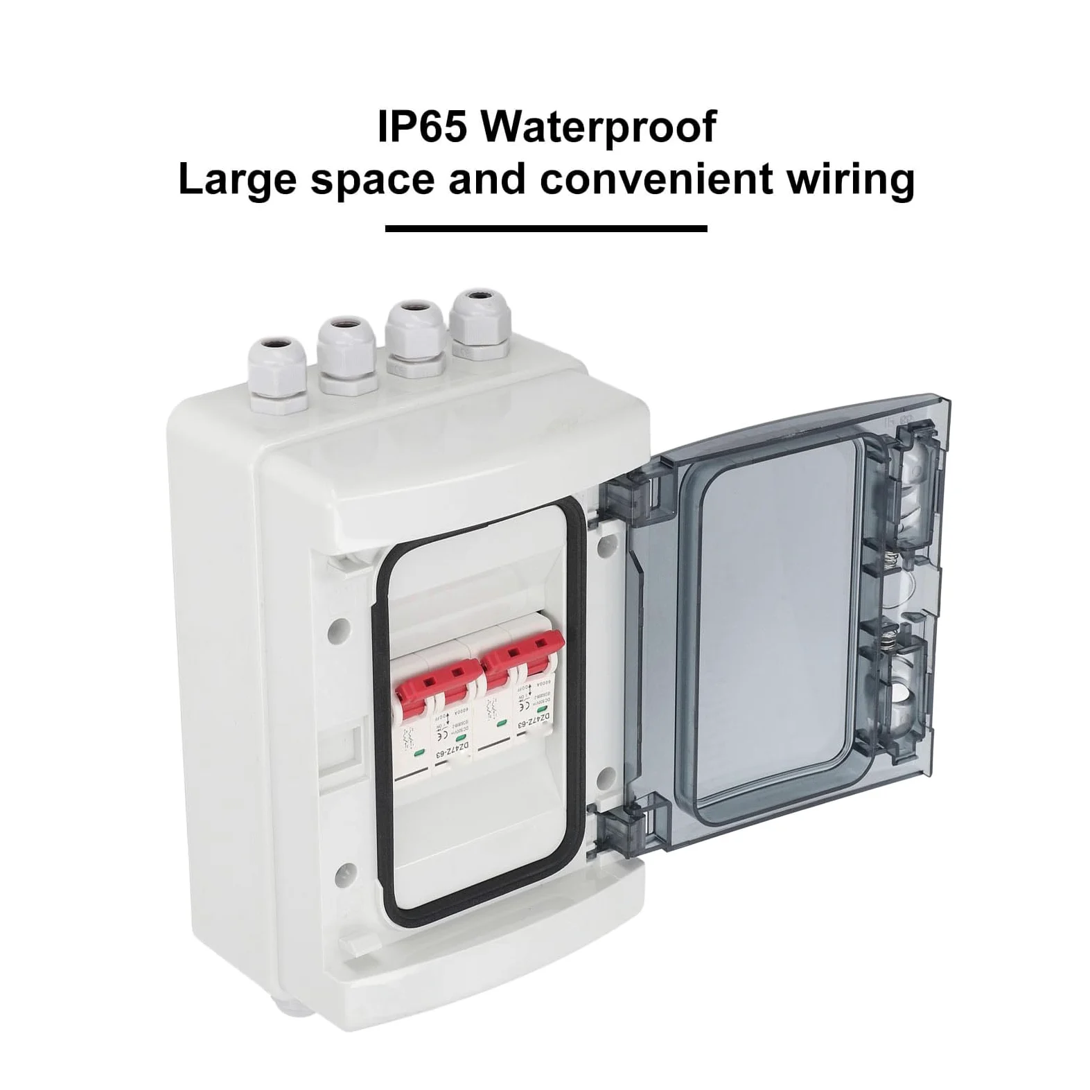 Ejoyous Scatola Interruttore Miniaturizzato CC, Sezionatore Solare Fotovoltaico Ignifugo per PC, 2 in 2 Uscite DC500V IP65 Impermeabile Resistente Ai Raggi UV per Inverter per Pannelli Solari RV